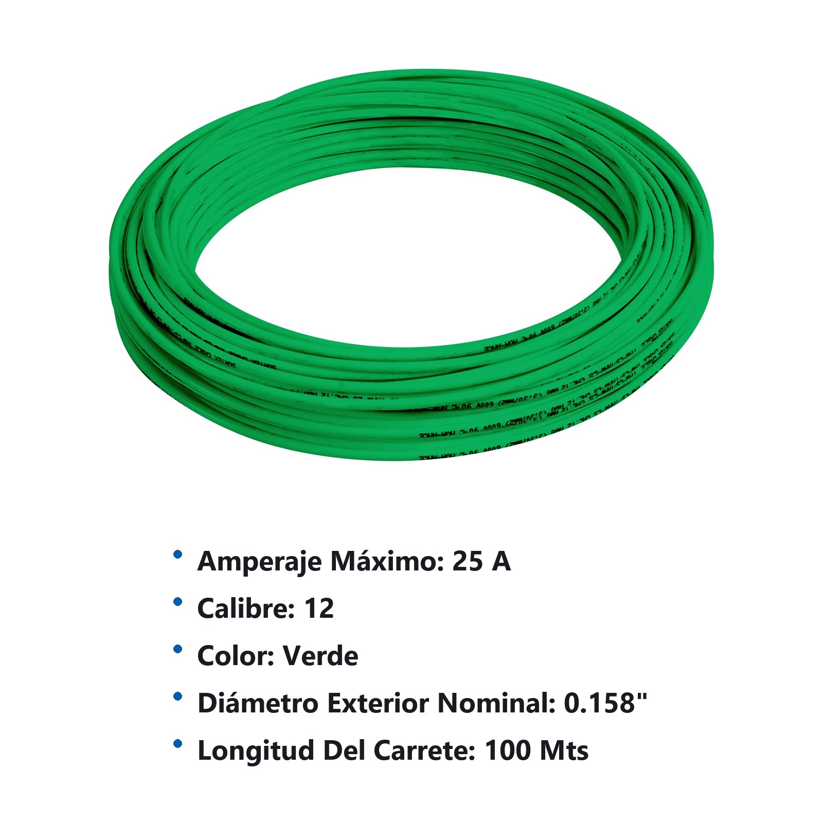Cable eléctrico THW calibre 12, 100 m color verde Surtek - Imagen 2