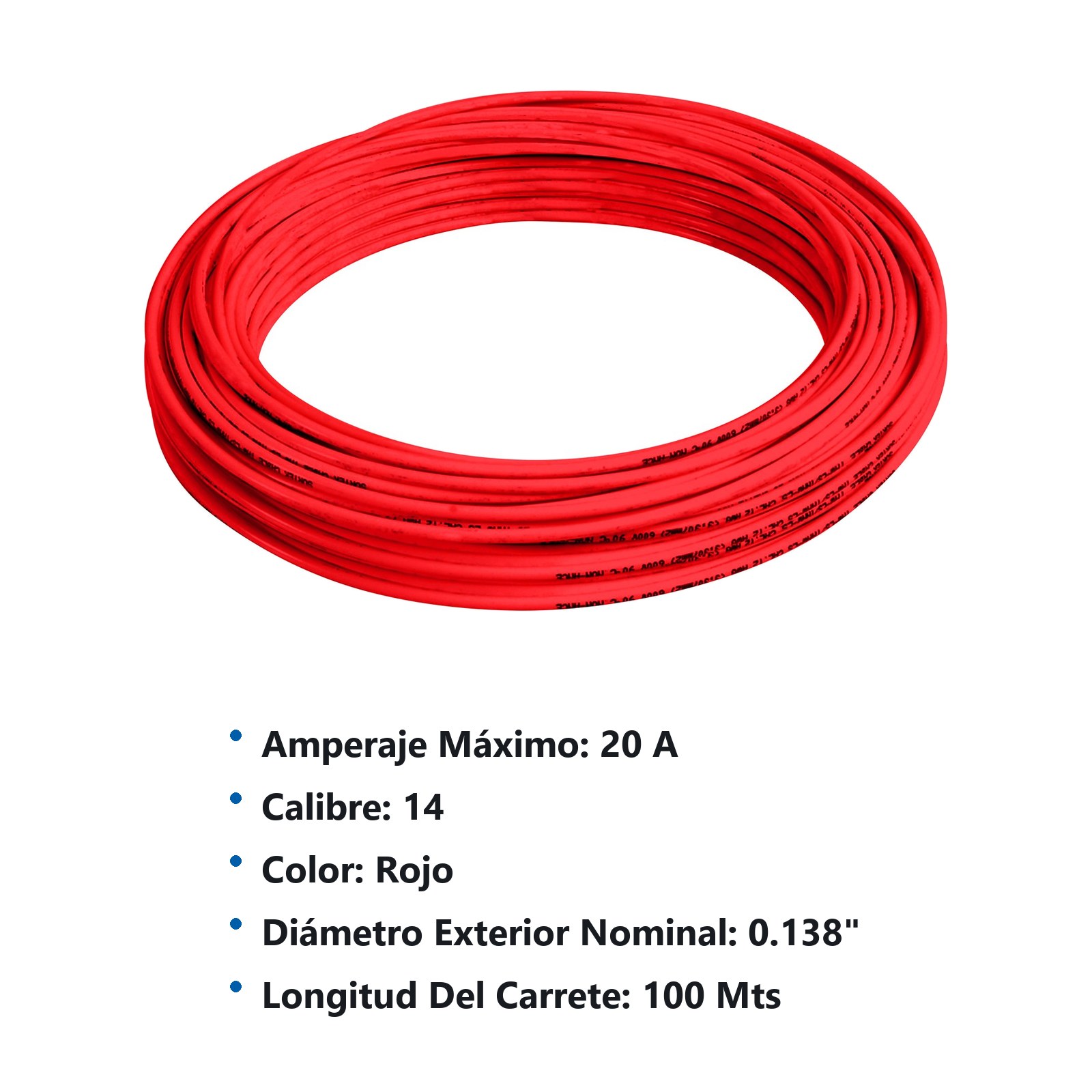 Cable eléctrico THW calibre 14, 100 m color rojo Surtek - Imagen 2