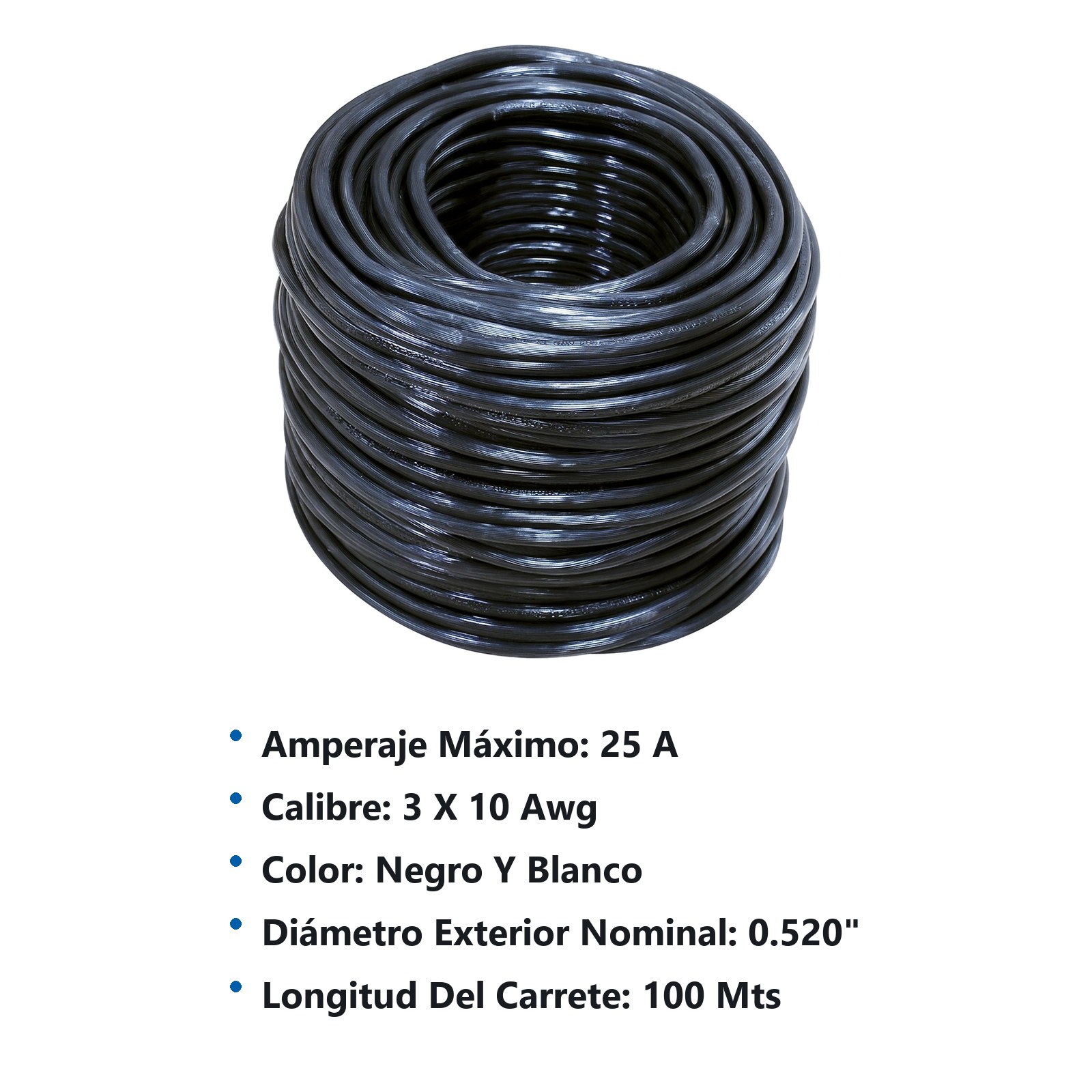 Cable eléctrico 3 x 10, 100 m color negro, blanco y verde Surtek - Imagen 2