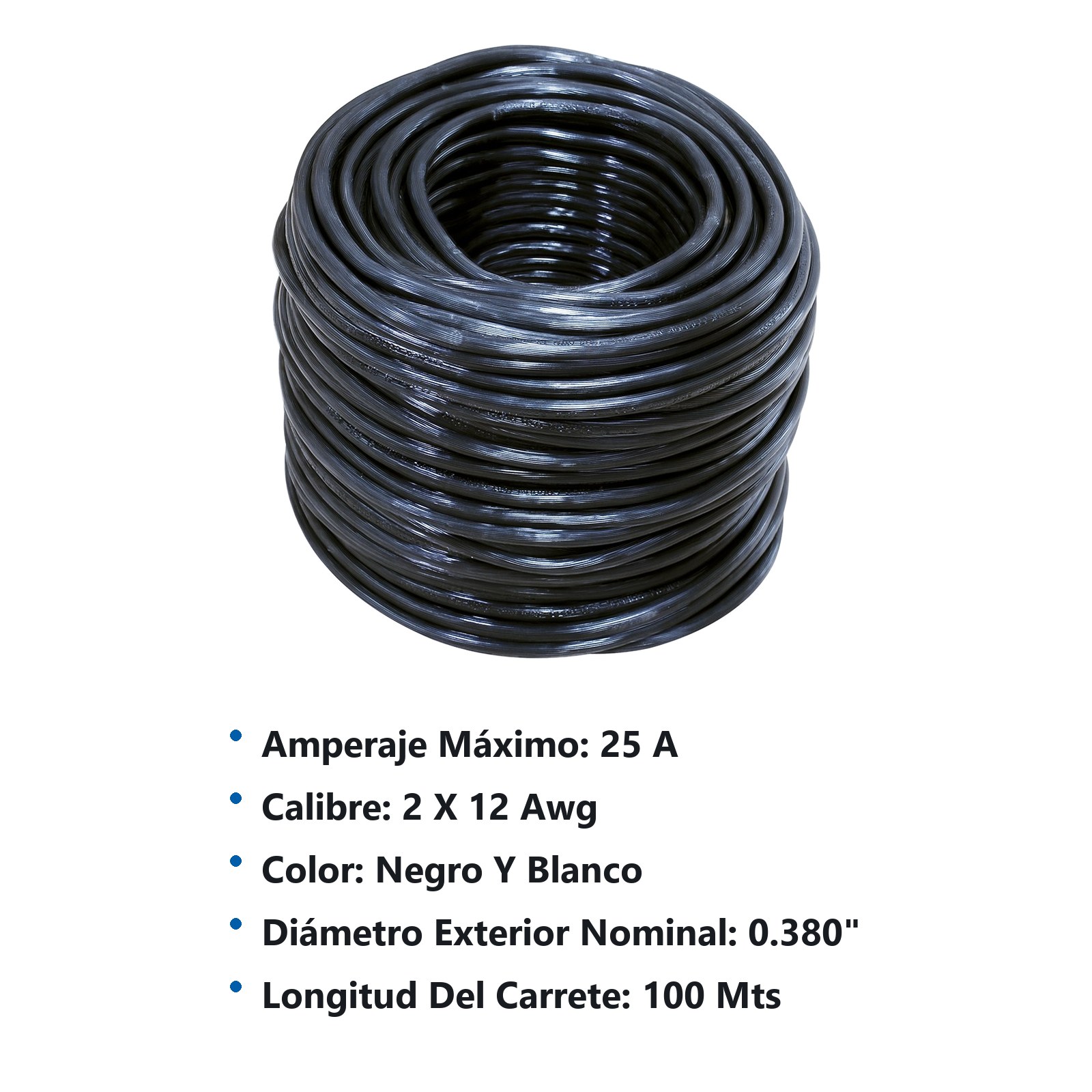 Cable eléctrico 2 x 12, 100 m color negro y blanco Surtek - Imagen 2