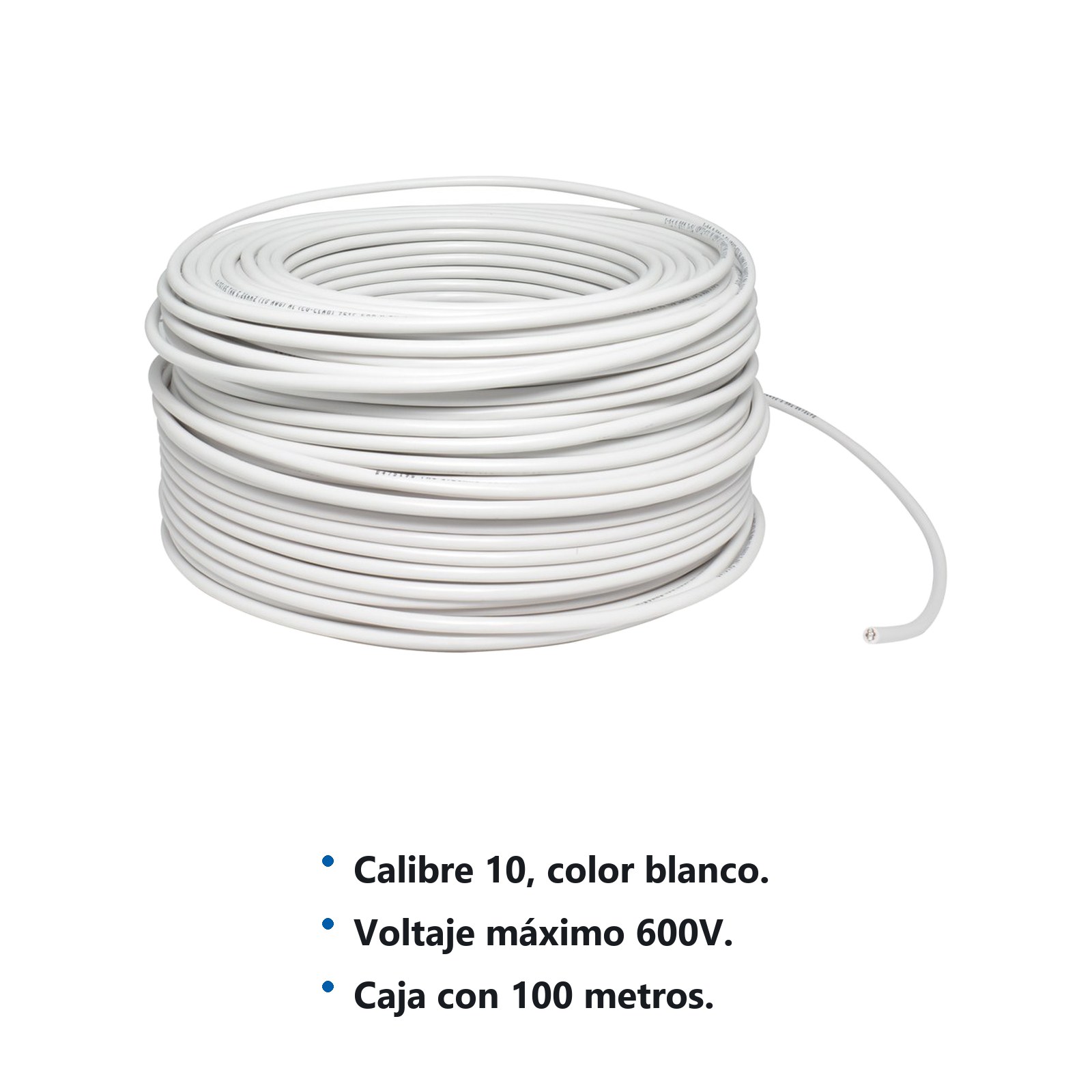 Cable eléctrico THW calibre 10, 100 m color blanco Surtek - Imagen 2
