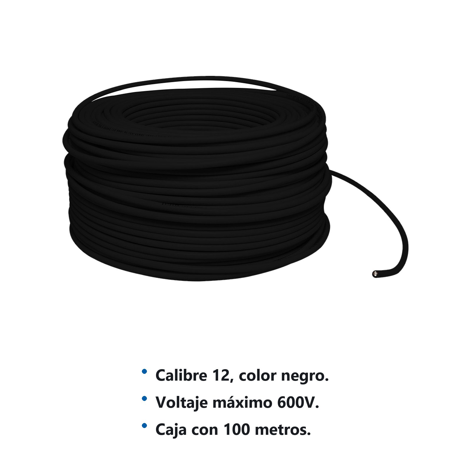 Cable eléctrico THW calibre 12, 100 m color negro Surtek - Imagen 2