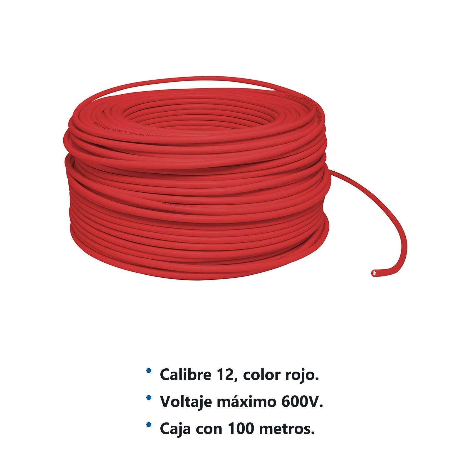 Cable eléctrico THW calibre 12, 100 m color rojo Surtek - Imagen 2