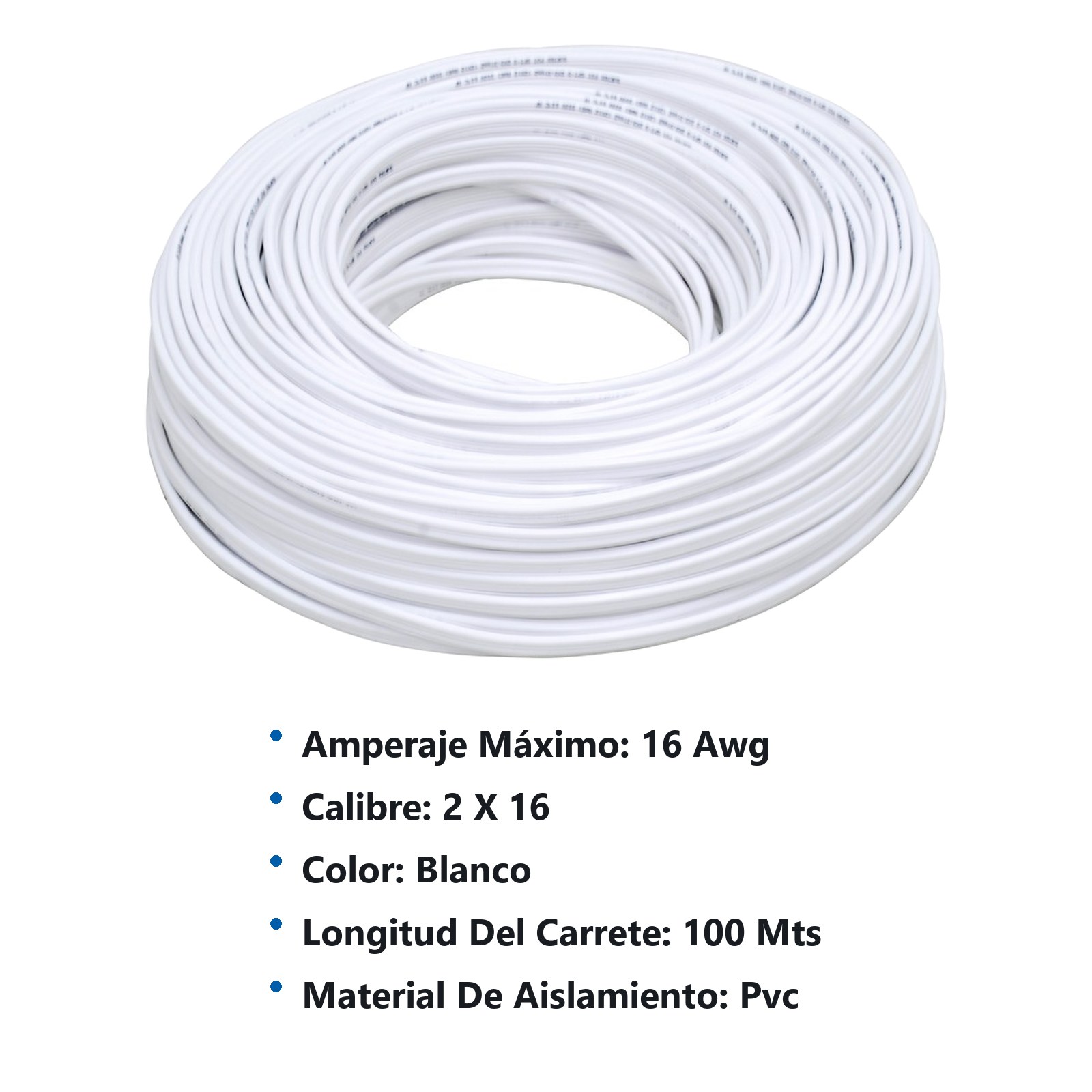 Cable eléctrico POT CCA 2 x 16, 100 m color blanco Surtek - Imagen 2
