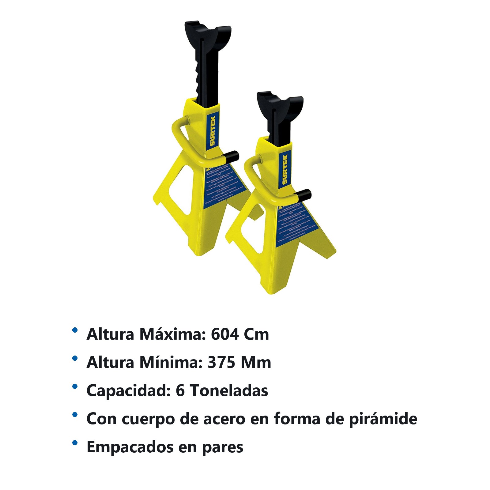 Torres para automóvil de acero, 6 ton, 2 piezas Surtek - Imagen 2