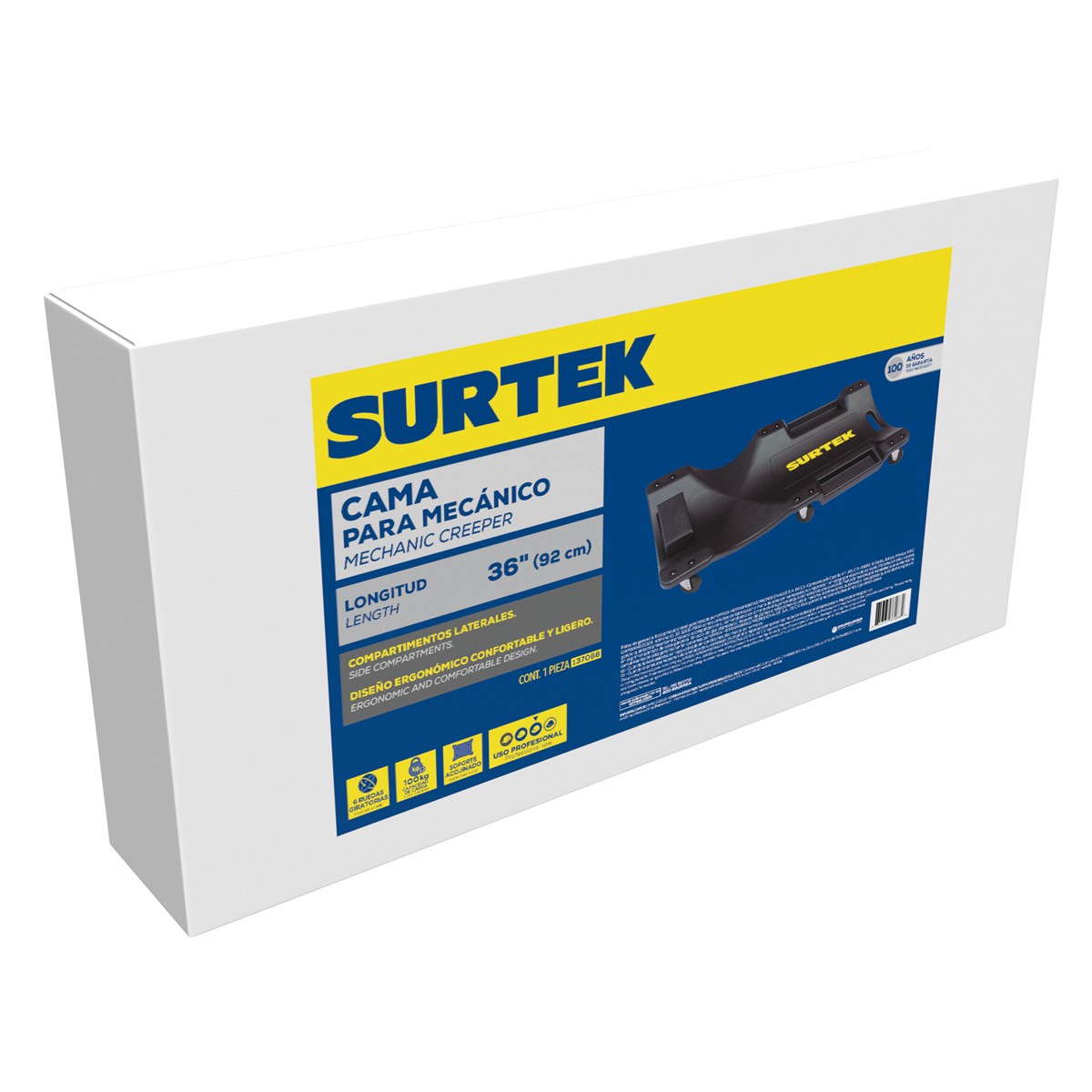 Cama para mecánico plástica, 36" Surtek - Imagen 2