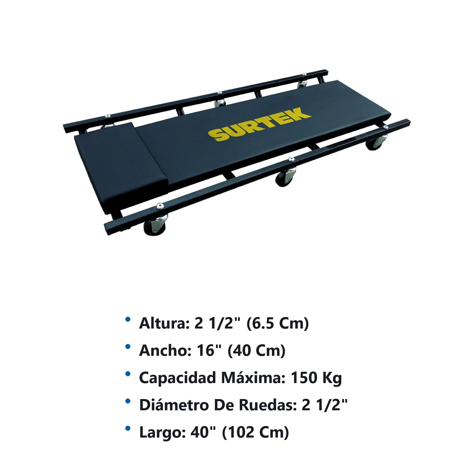 Cama para mecánico ajustable acolchonada, 40" Surtek - Imagen 2