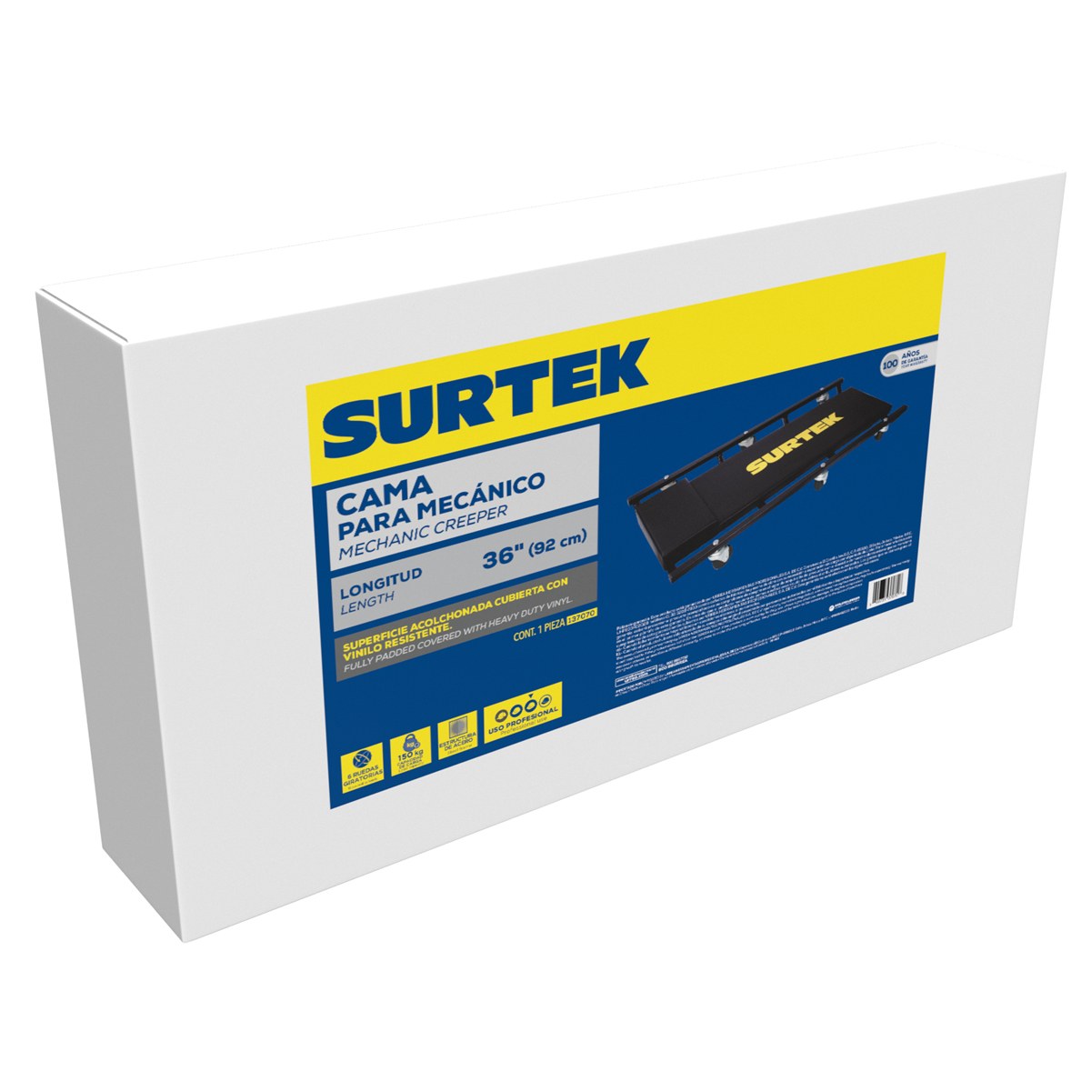 Cama para mecánico ajustable acolchonada, 36" Surtek - Imagen 3