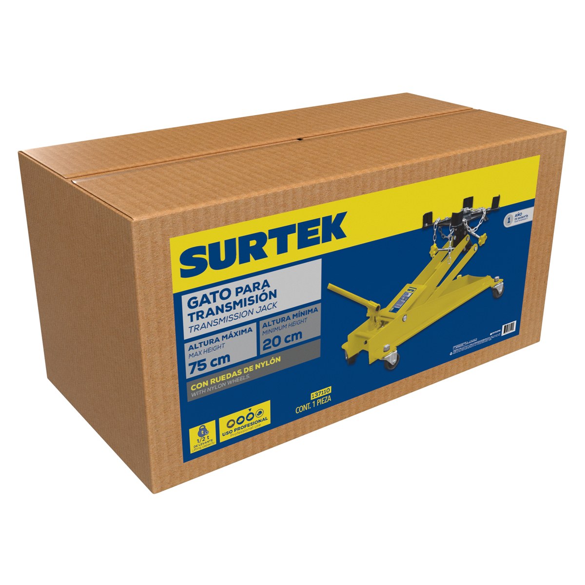 Gato hidráulico para transmisión, pistón con tratamiento y pulido, 0.5 ton Surtek - Imagen 2