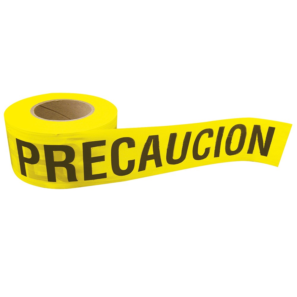 Cinta para barricada "PRECAUCION" ancho 3" de 100 m Surtek