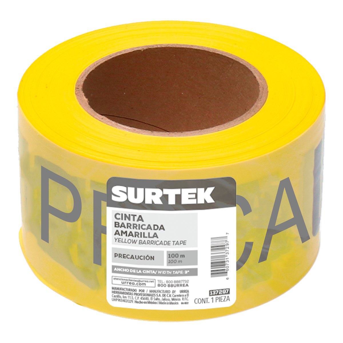 Cinta para barricada "PRECAUCION" ancho 3" de 100 m Surtek - Imagen 2