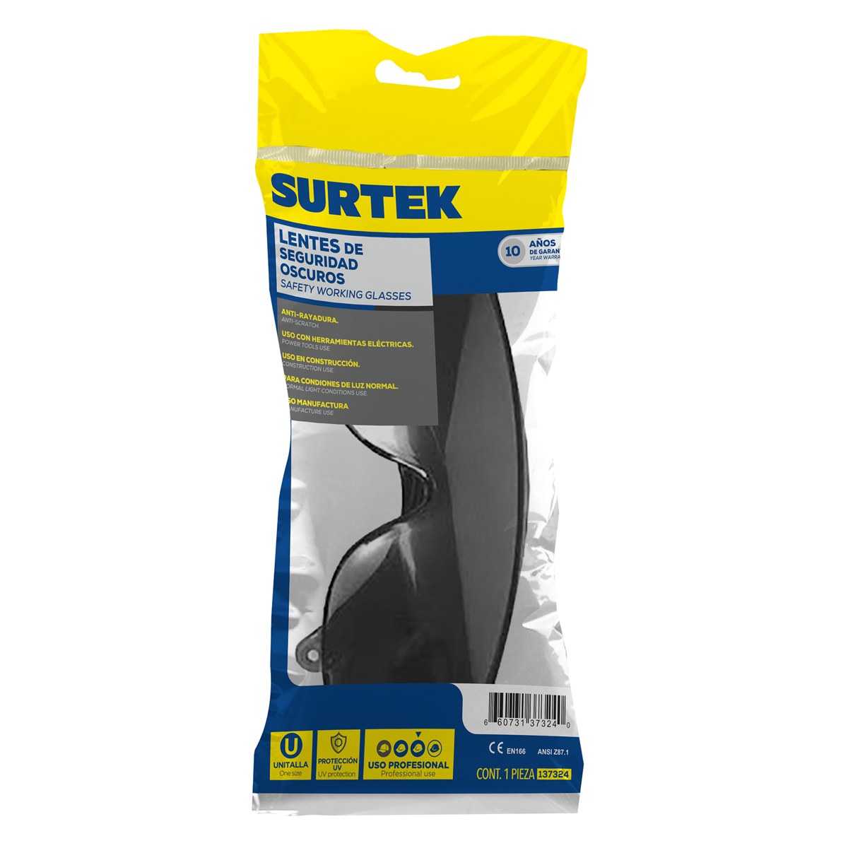 Lentes de seguridad modelo tradicionales, oscuros Surtek - Imagen 2