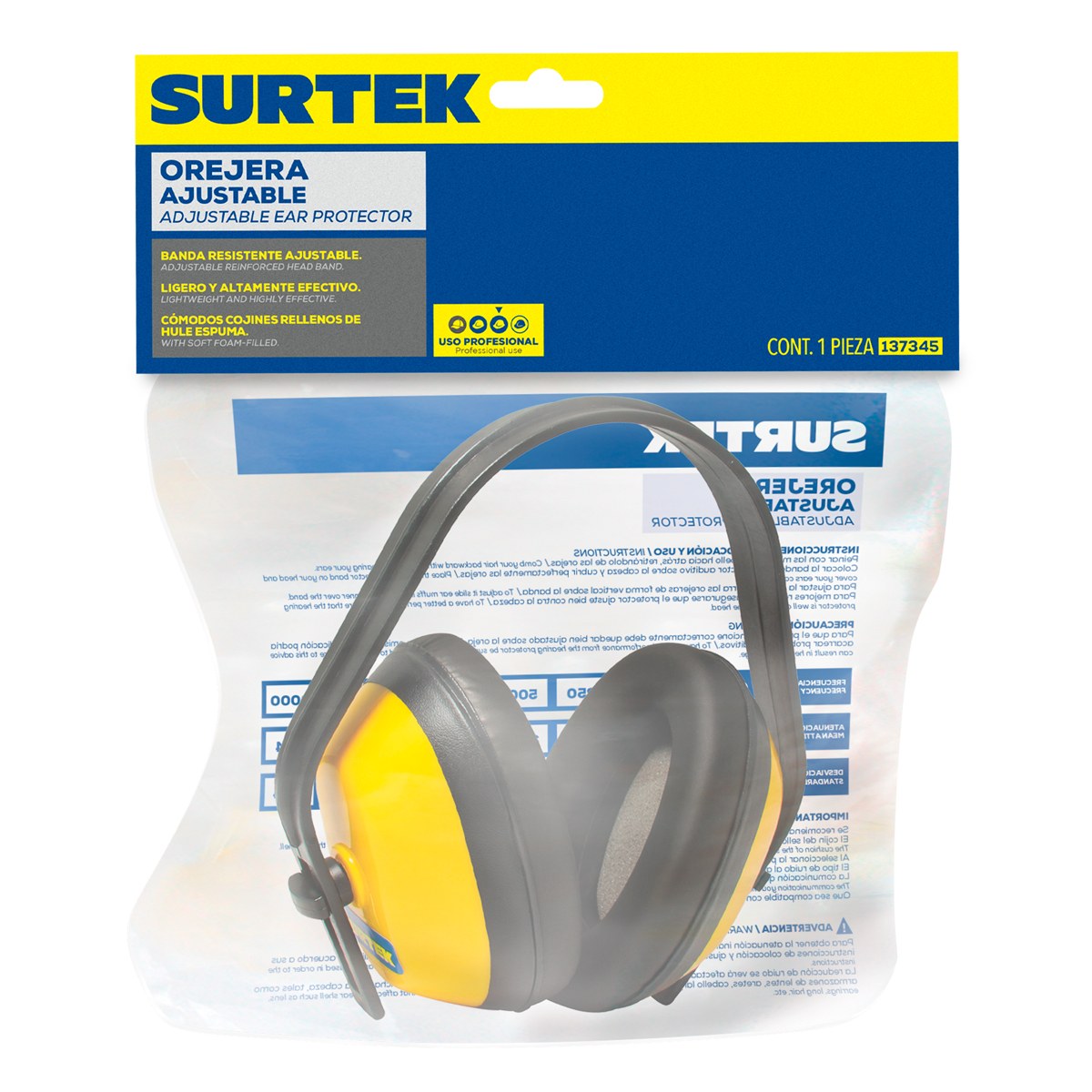 Orejera ajustable para protección auditiva NRR 17dB Surtek - Imagen 2