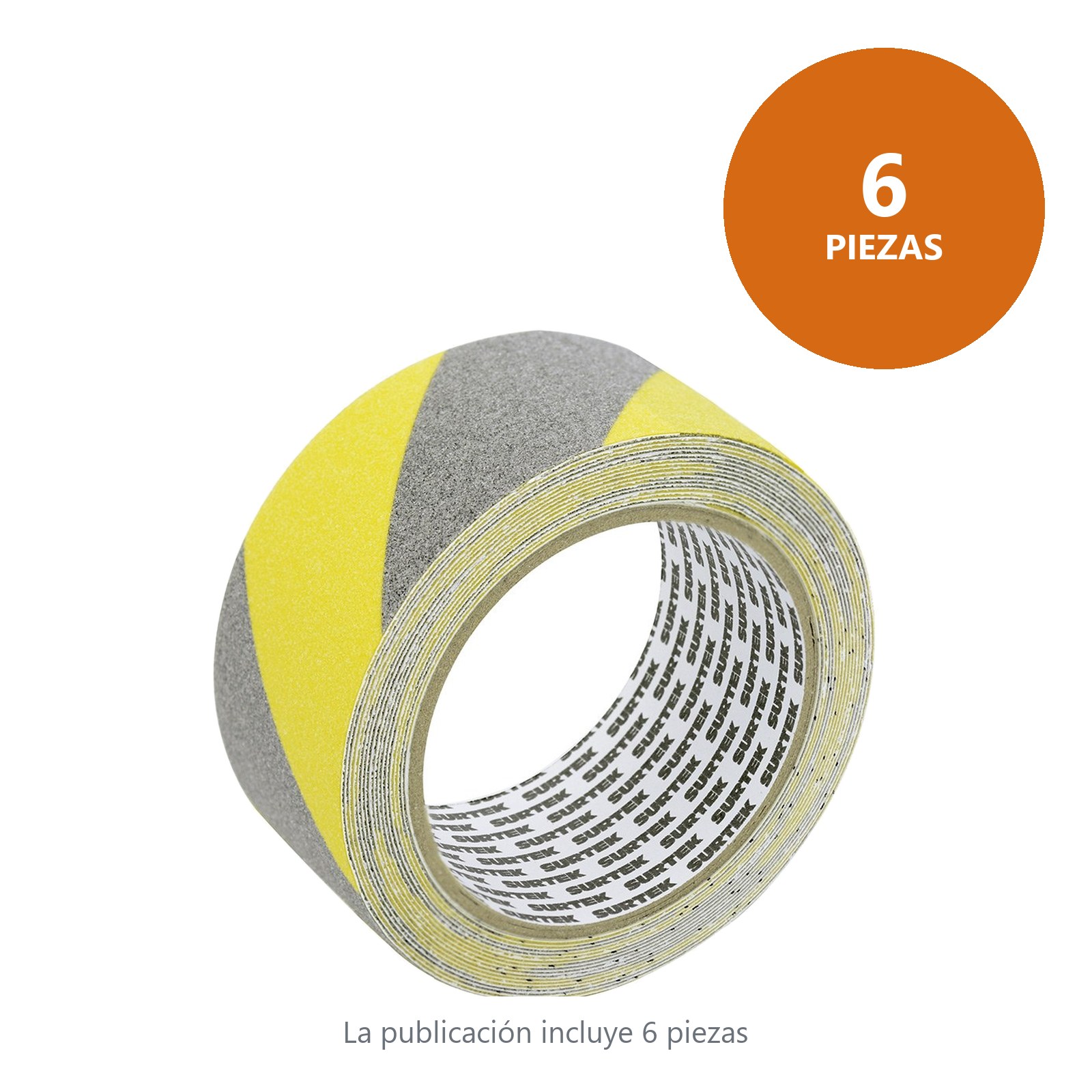 Cinta antiderrapante ancho 48 mm de 5 m, color amarillo/gris Surtek - Imagen 3