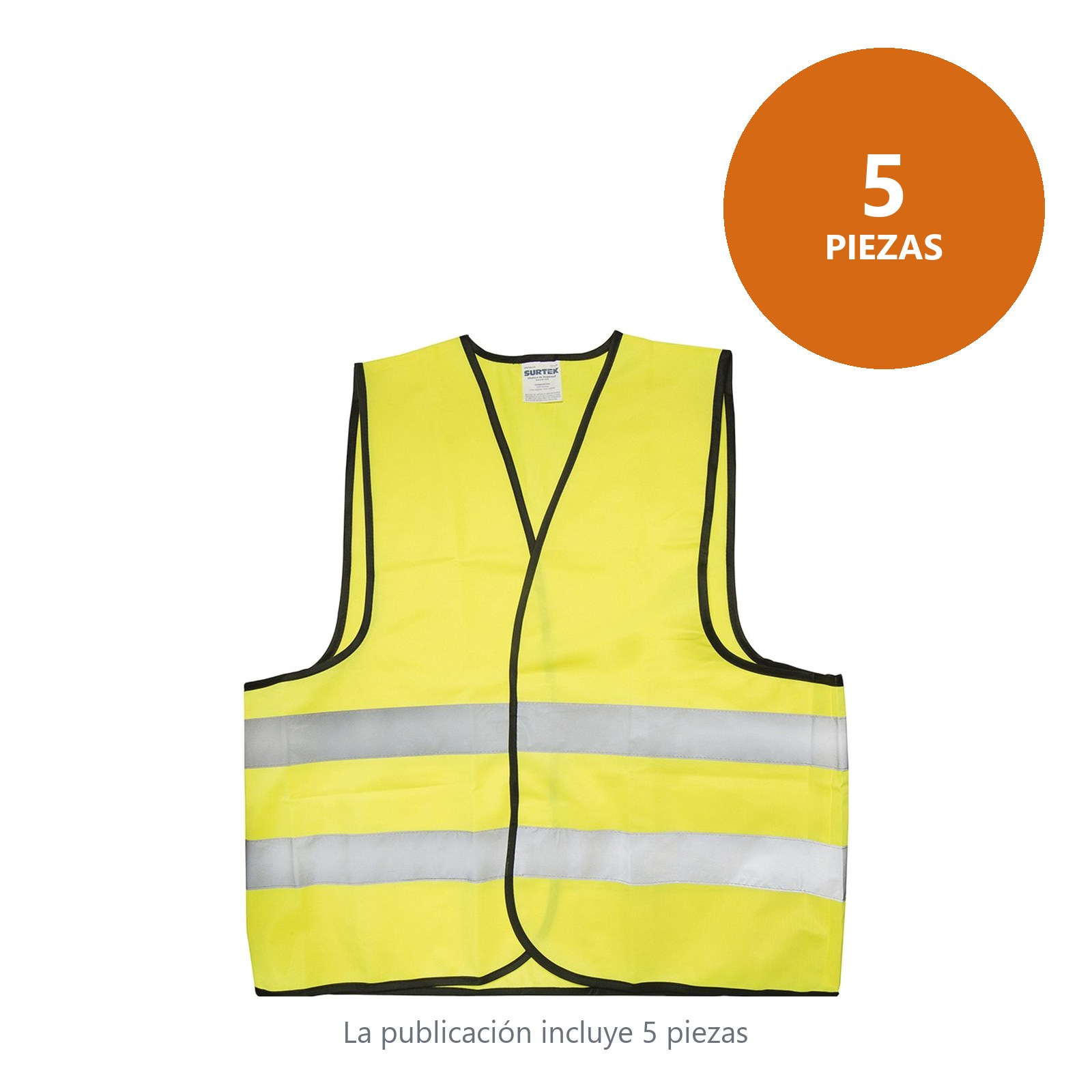 Chaleco de seguridad con cintas reflejantes plateadas amarillo unitalla Surtek - Imagen 4