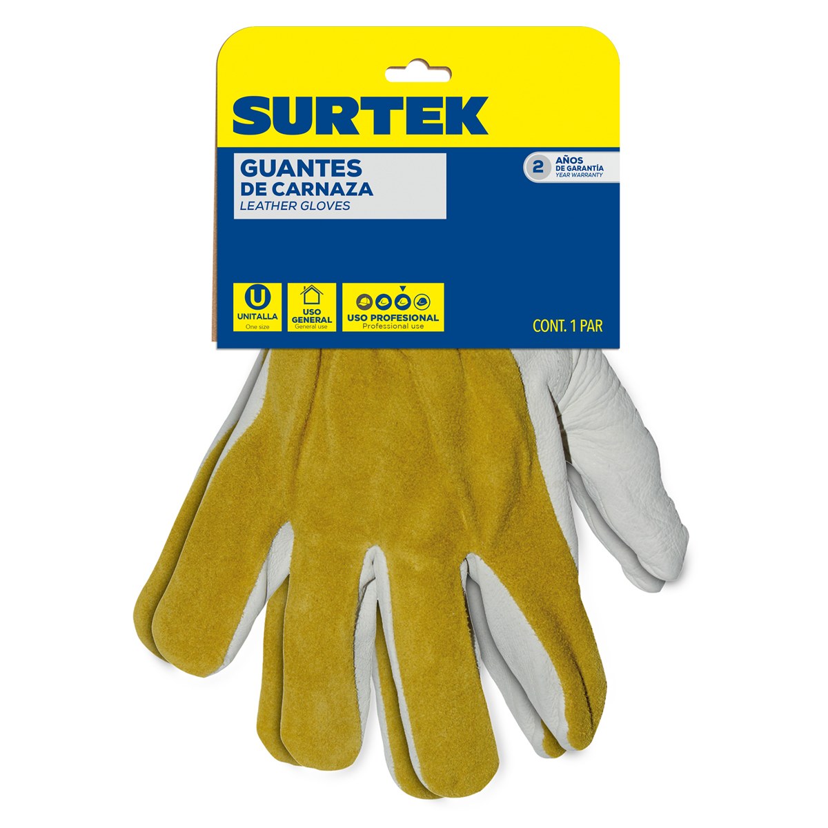 Guantes de piel de borrego y carnaza en dorso unitalla Surtek - Imagen 2
