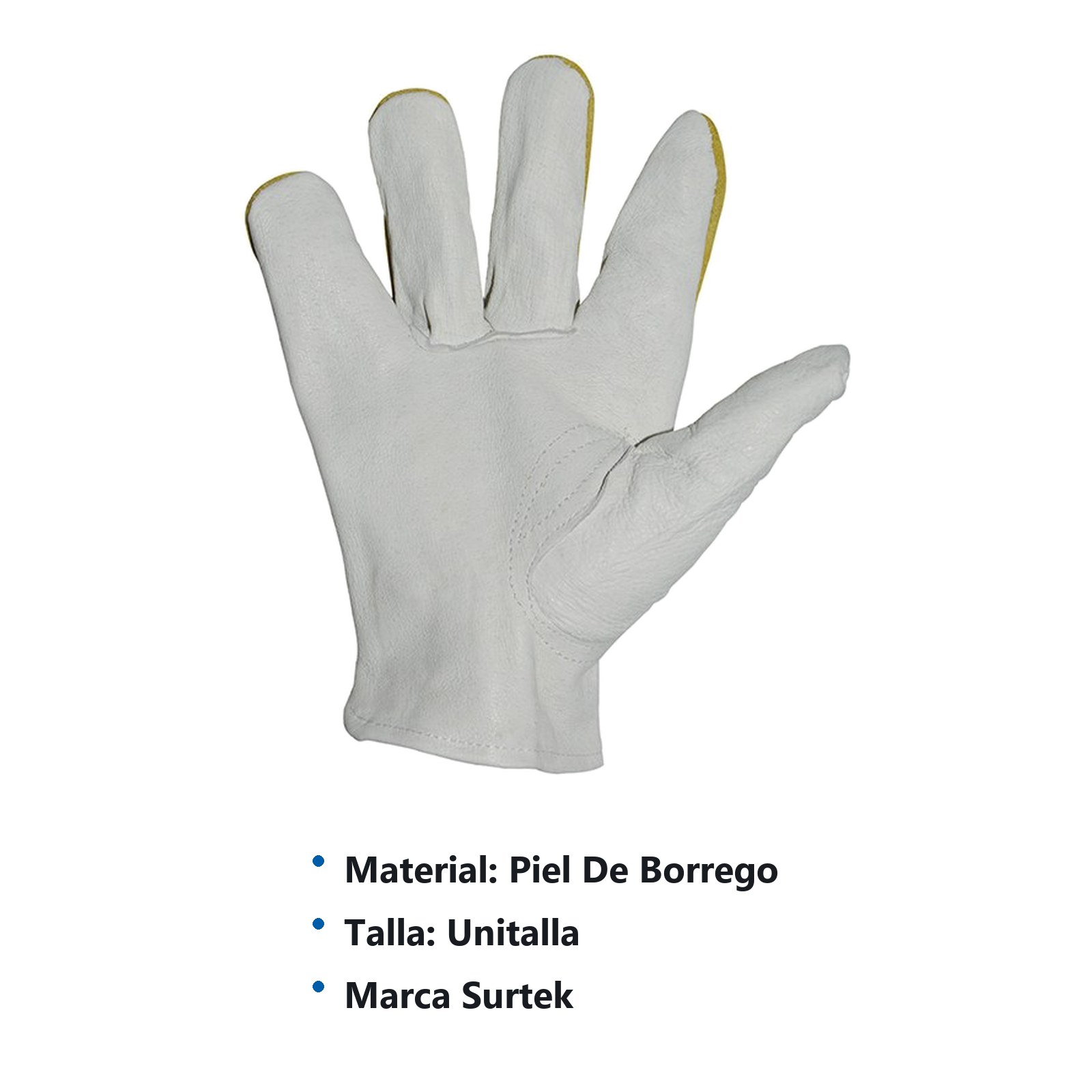 Guantes de piel de borrego y carnaza en dorso unitalla Surtek - Imagen 3