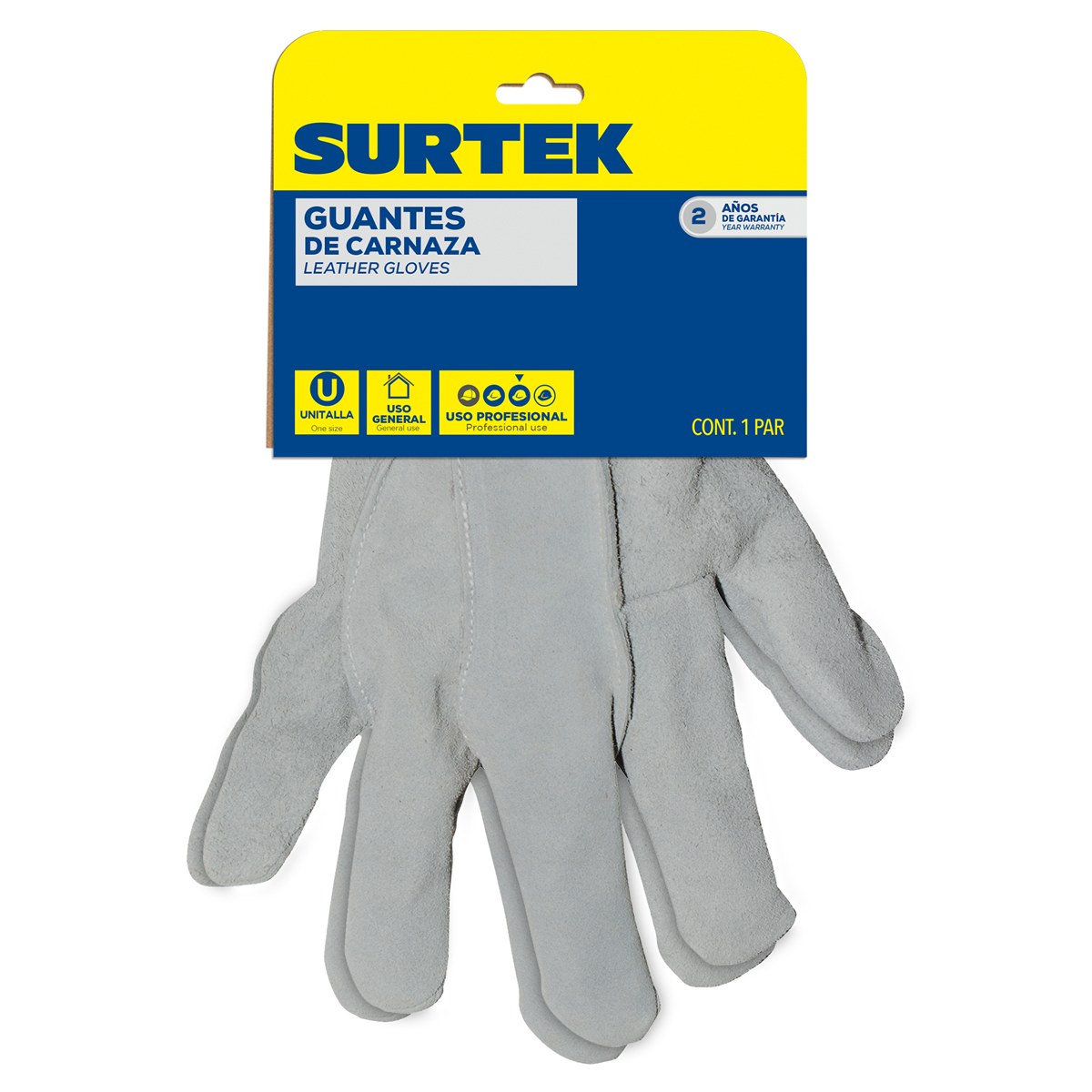 Guantes de carnaza con refuerzo interior y puño corto unitalla Surtek - Imagen 2