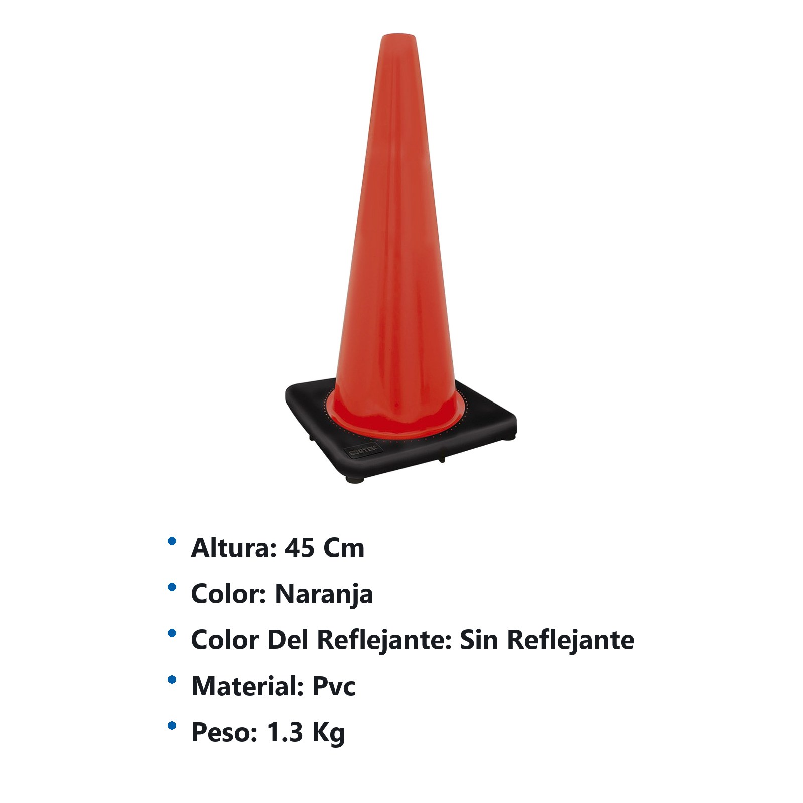 Cono de precaución sin banda reflejante, 45 cm Surtek - Imagen 2