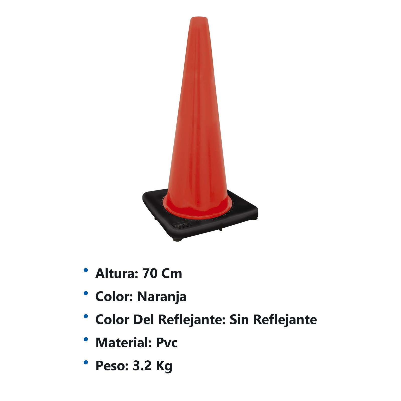 Cono de precaución sin banda reflejante, 70 cm Surtek - Imagen 2