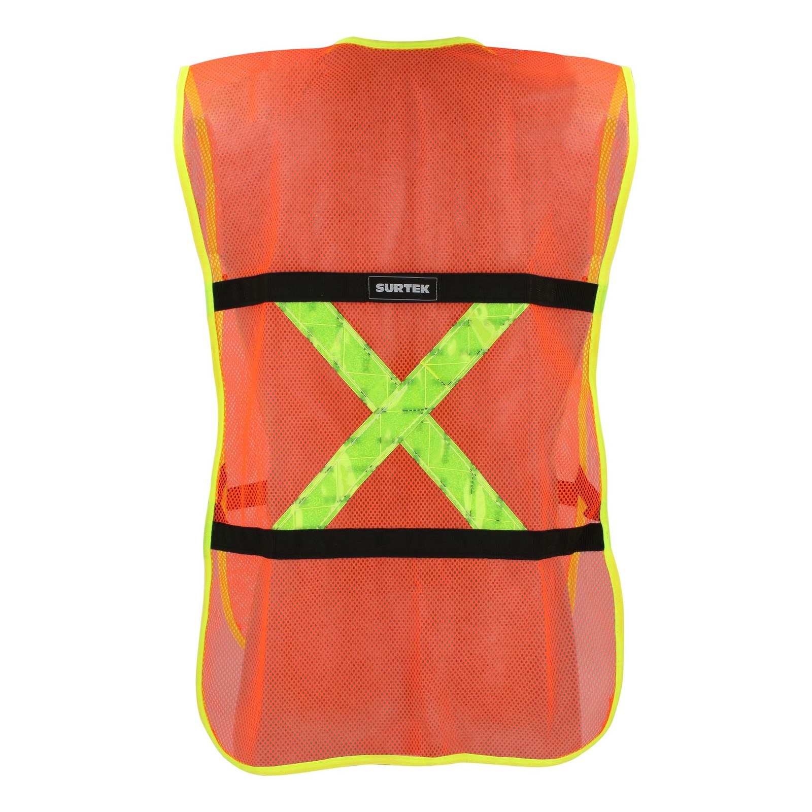 Chaleco de seguridad de malla de poliéster con ajuste de doble gancho naranja unitalla Surtek - Imagen 4