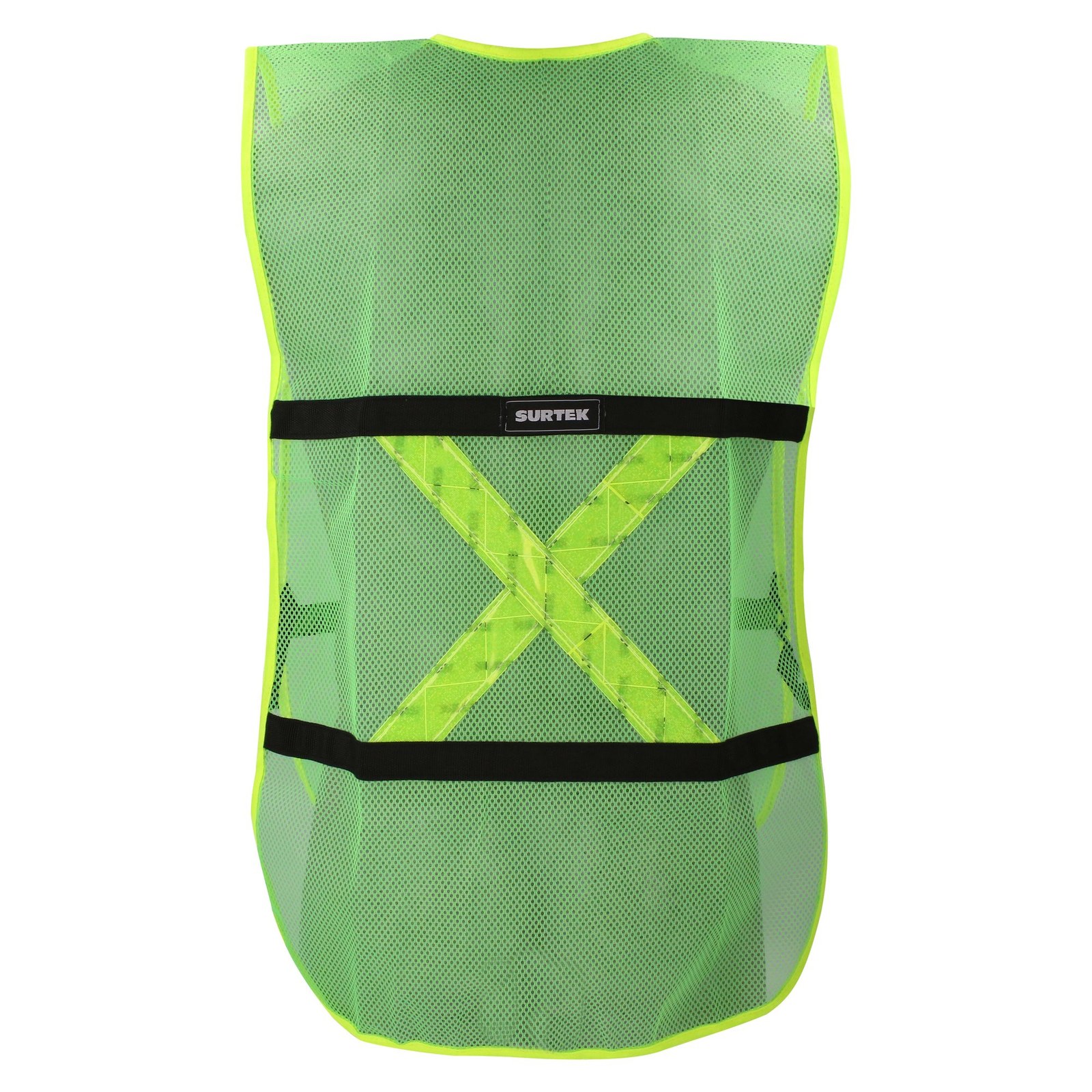 Chaleco de seguridad de malla de poliéster con ajuste de doble gancho verde unitalla Surtek - Imagen 3