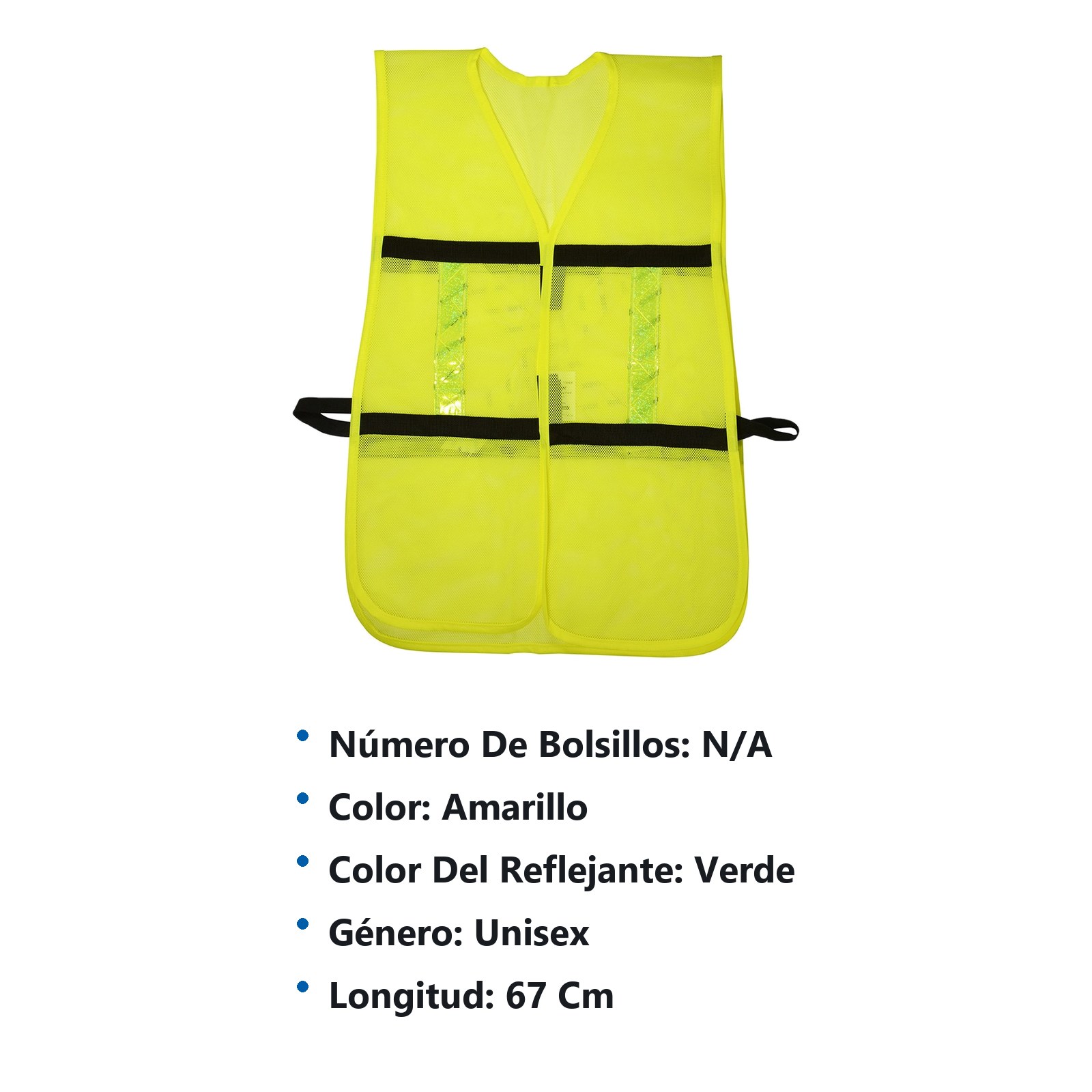 Chaleco de seguridad de malla de poliéster con ajuste de doble gancho amarillo unitalla Surtek - Imagen 2