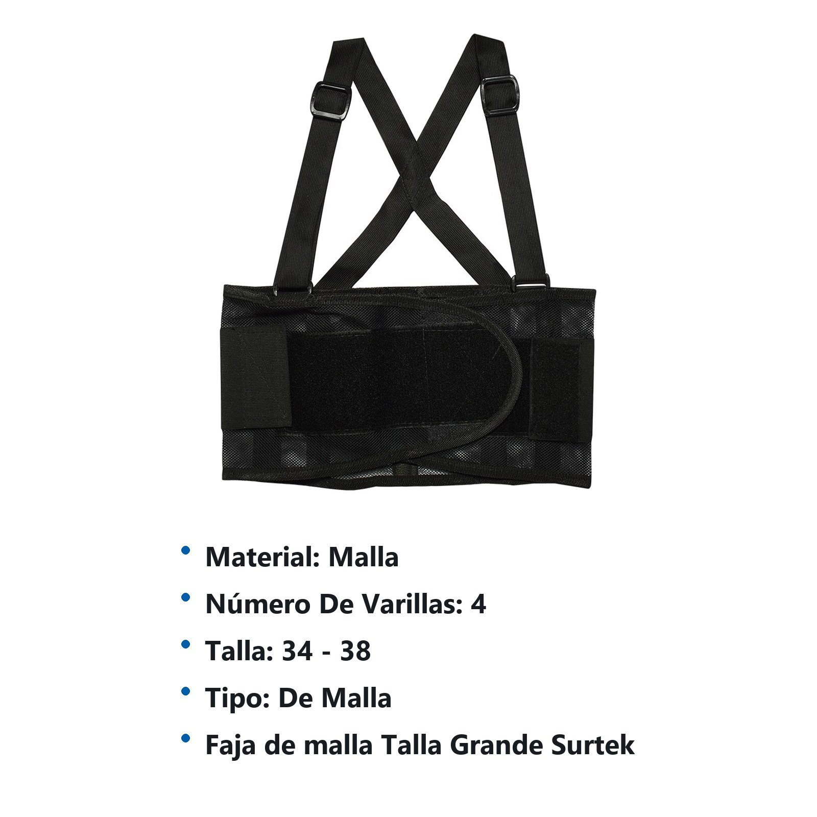 Faja elástica de malla respirable con 4 varillas G Surtek - Imagen 2