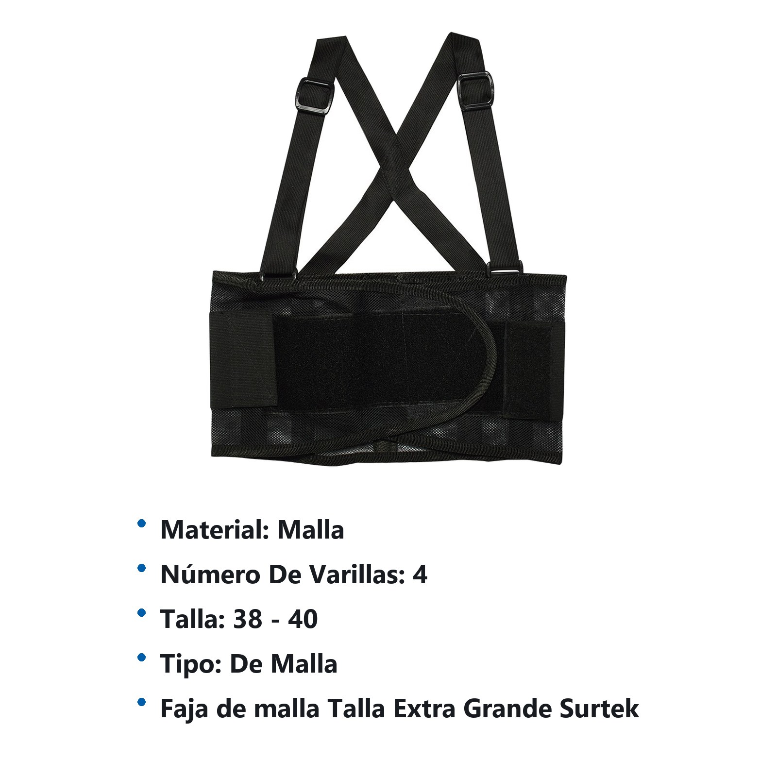 Faja elástica de malla respirable con 4 varillas EG Surtek - Imagen 2