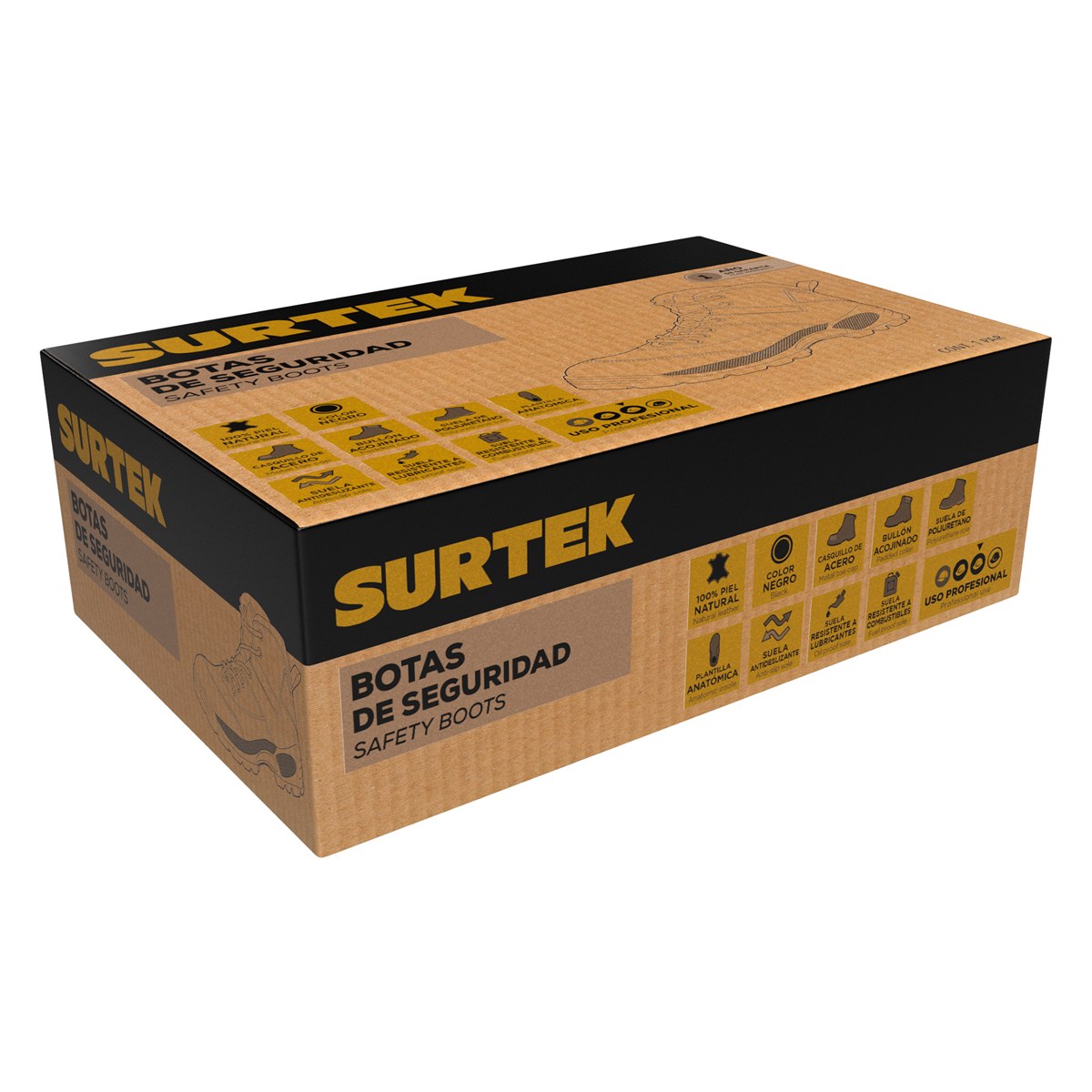 Botas de seguridad con casquillo de acero #28.5 cm Surtek - Imagen 2