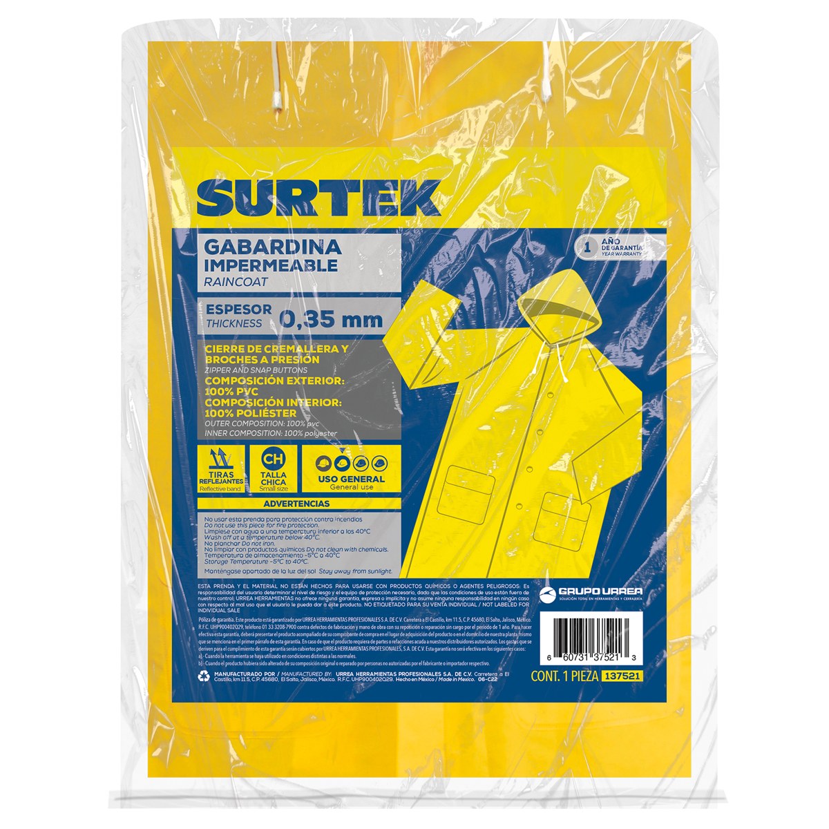 Gabardina impermeable sin reflejante con interior de poliéster CH Surtek - Imagen 2