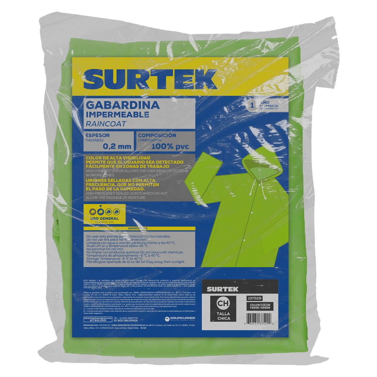 Gabardina impermeable de alta visibilidad CH Surtek - Imagen 2