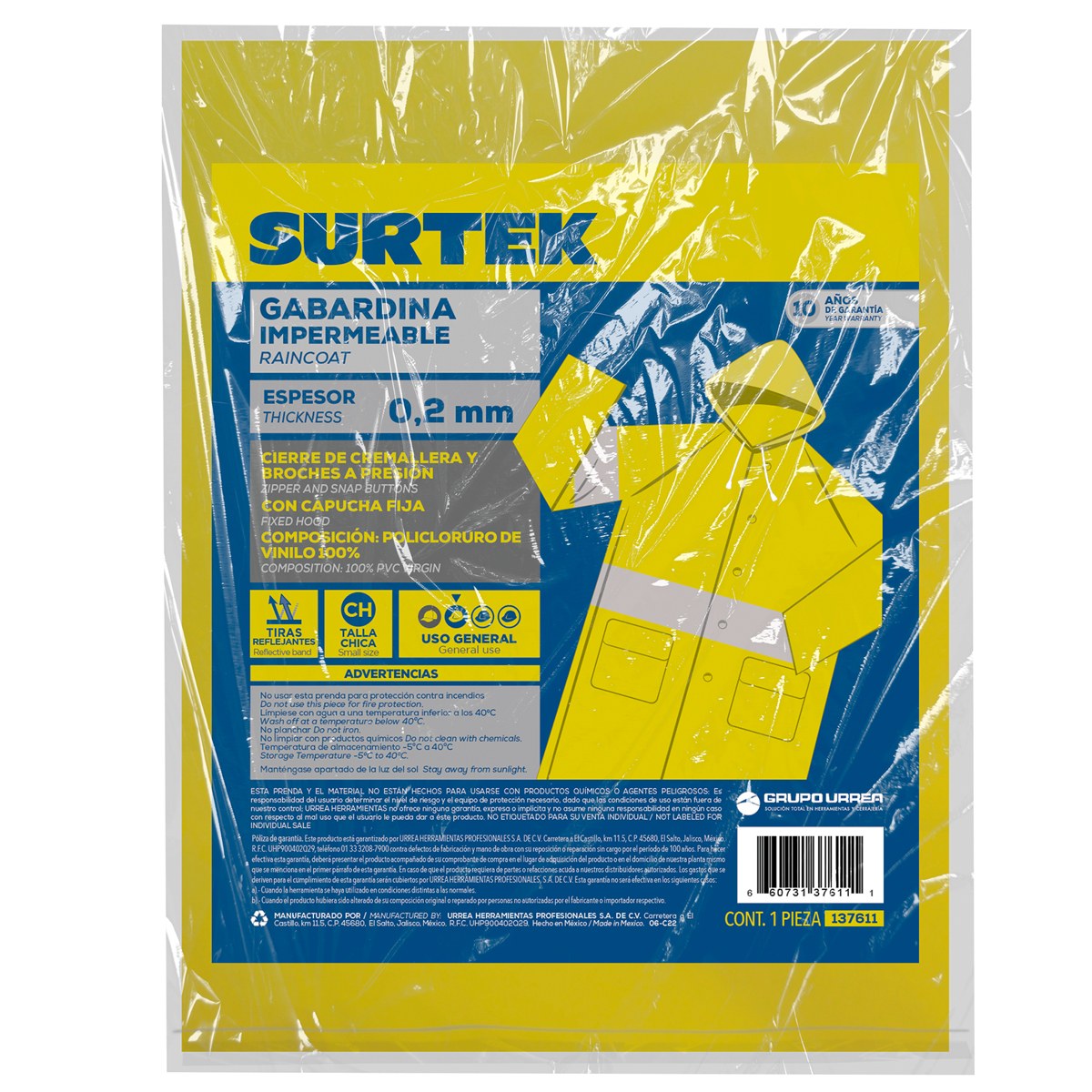 Gabardina impermeable con cintas reflejantes CH Surtek - Imagen 2