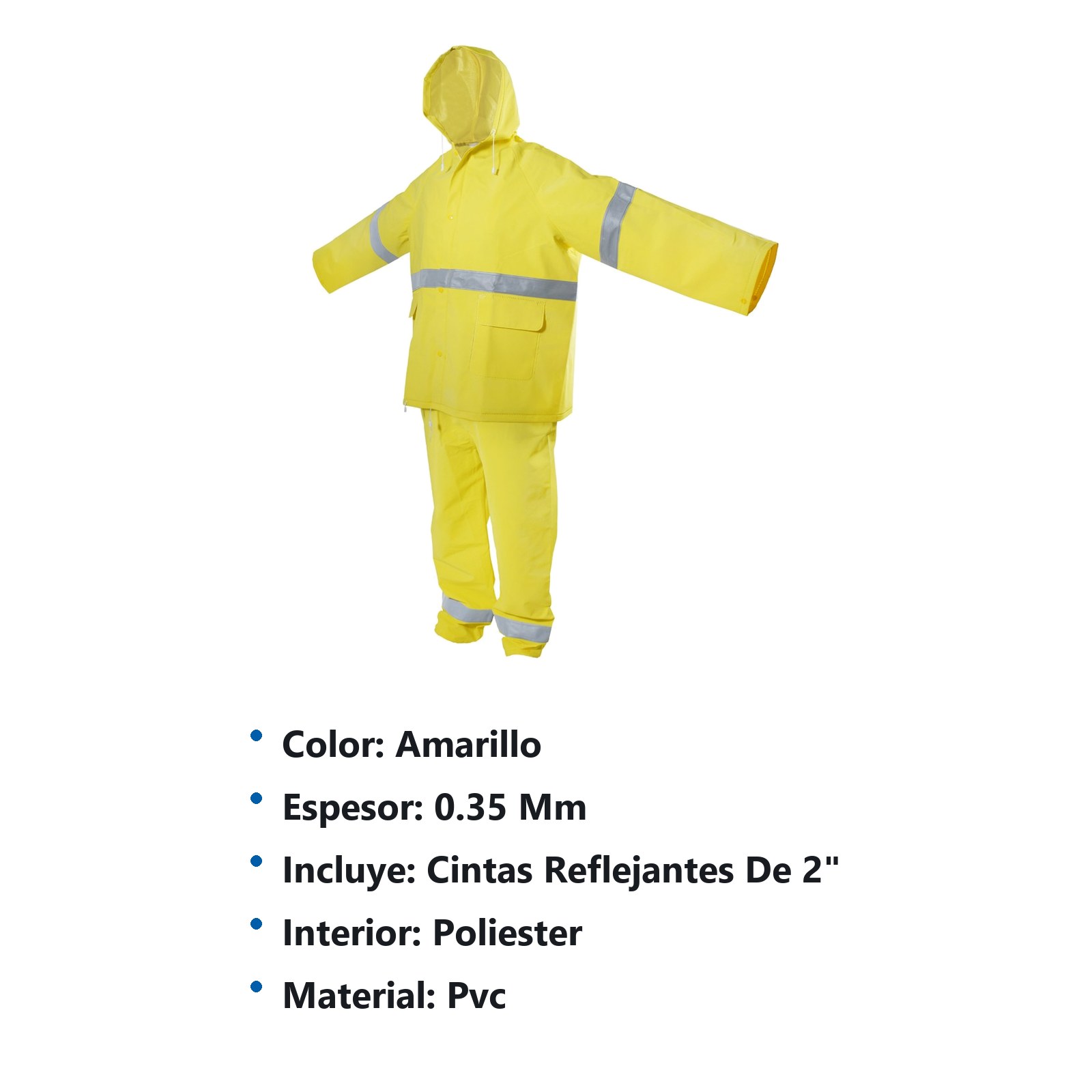 Traje impermeable con cintas reflejantes M, 2 piezas Surtek - Imagen 2