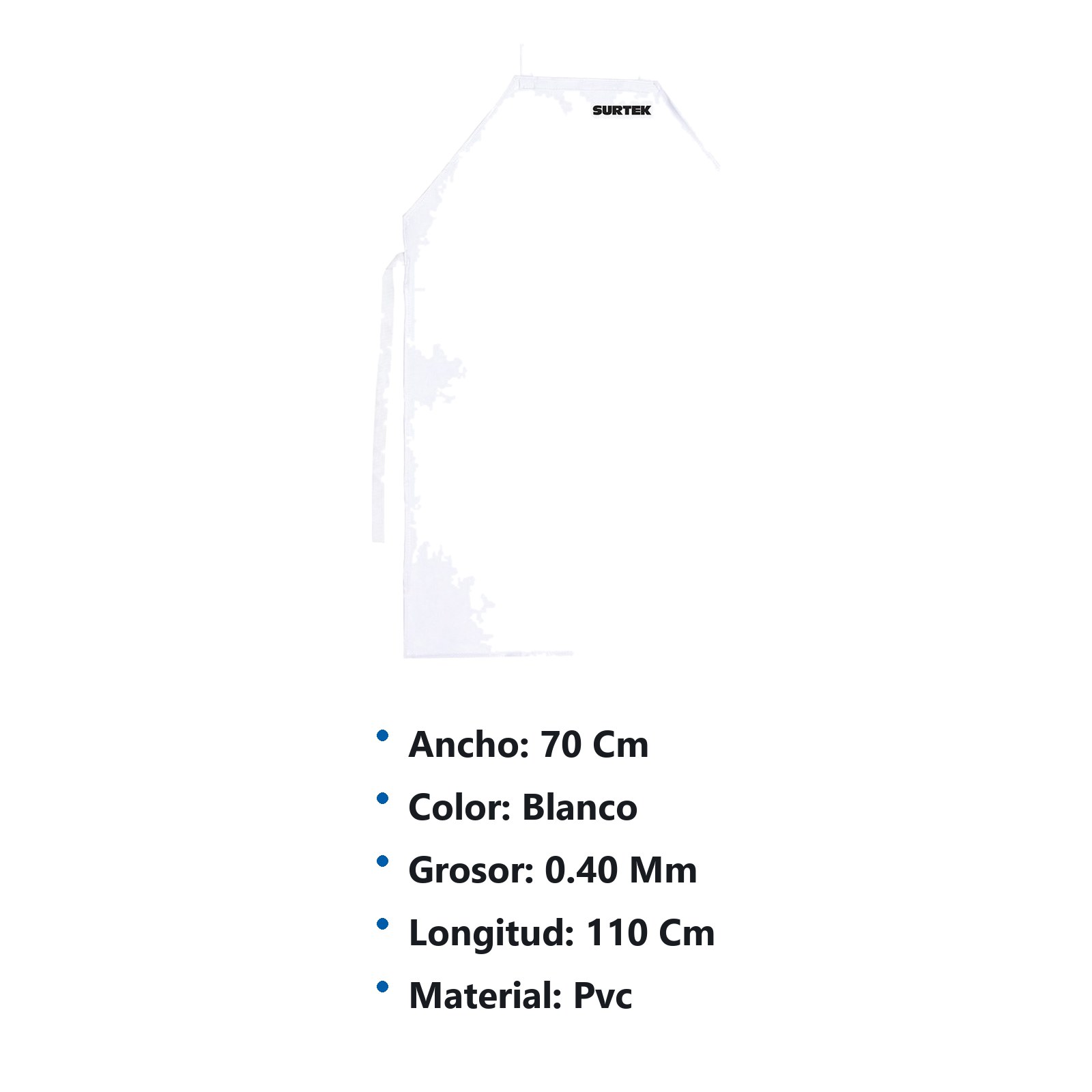 Mandil de PVC dieléctrico color blanco, 1.10 m Surtek - Imagen 2
