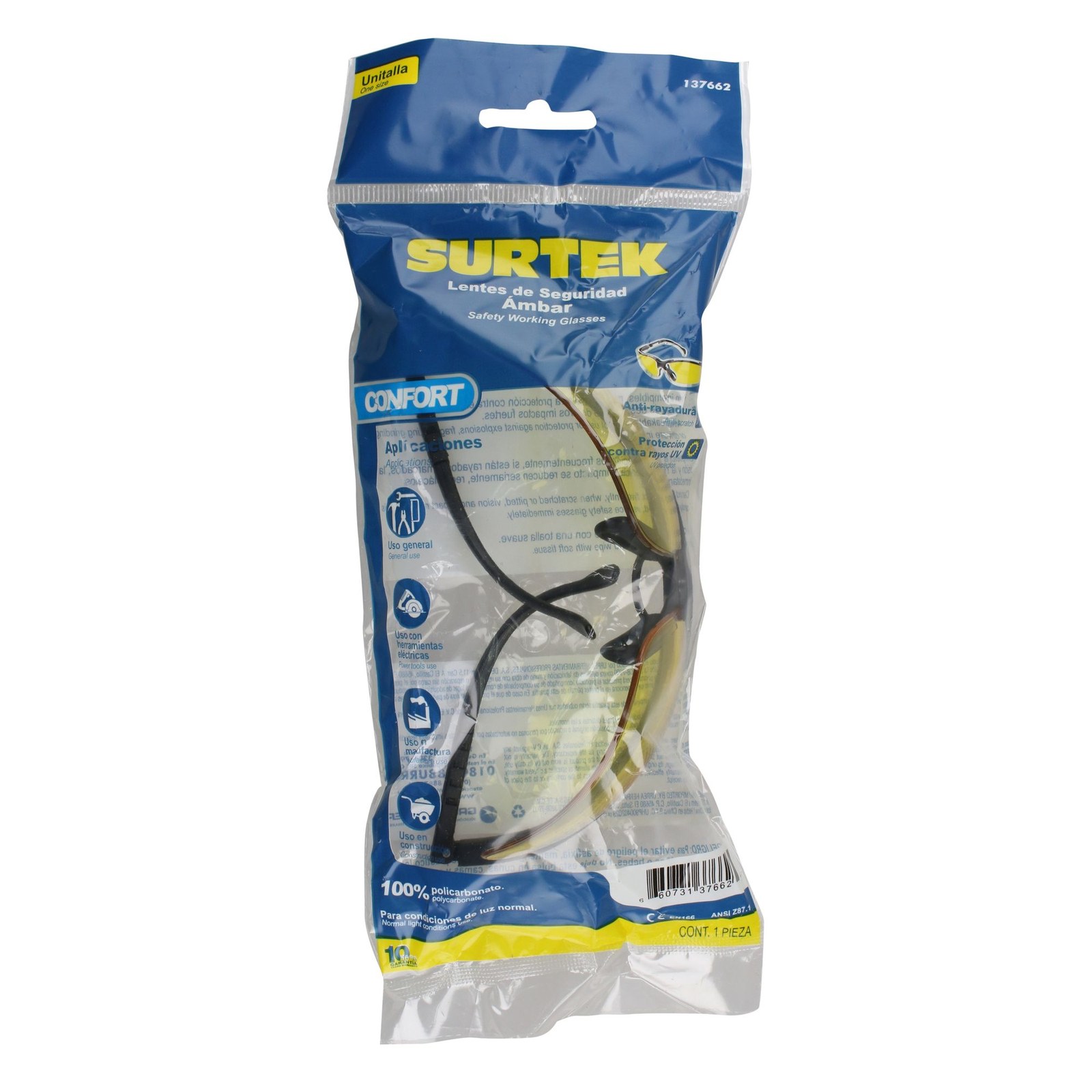 Lentes de seguridad modelo Confort, ámbar Surtek - Imagen 2