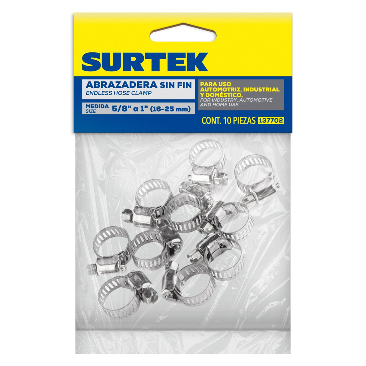 Abrazadera sin fin de acero inoxidable de 5/8" a 1" Surtek - Imagen 2