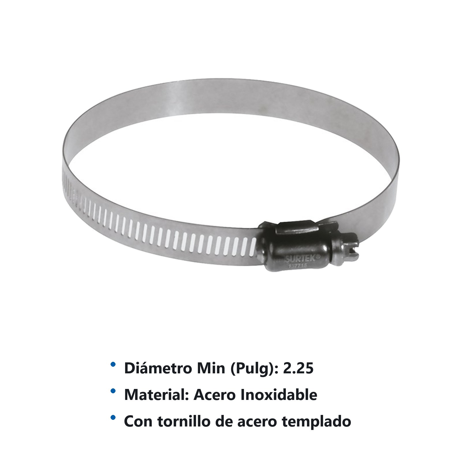 Abrazadera sin fin de acero inoxidable de 2-1/4" a 3" Surtek - Imagen 3