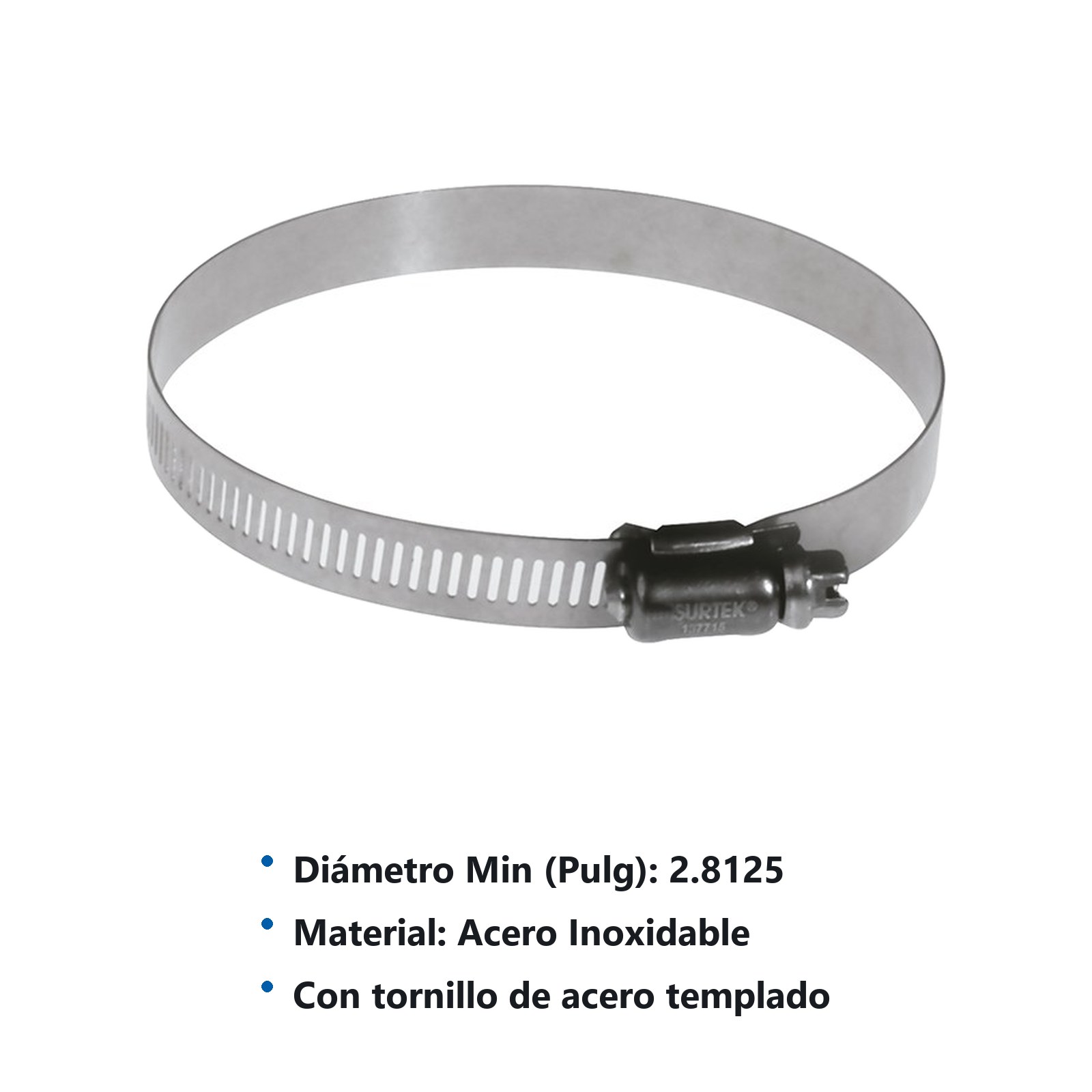 Abrazadera sin fin de acero inoxidable de 2-13/16" a 3-3/4" Surtek - Imagen 3