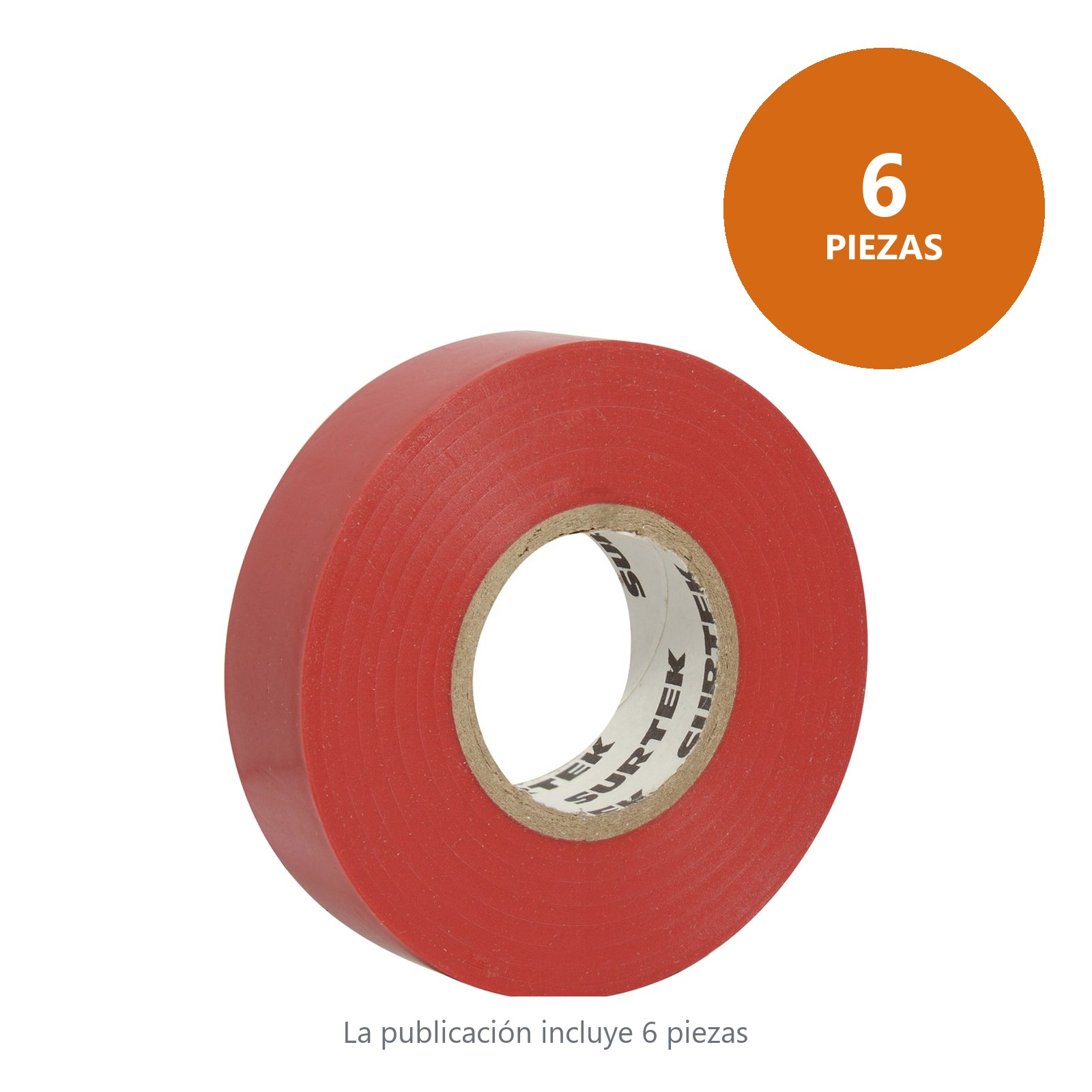 Cinta roja para aislar 19 mm x 9 m Surtek - Imagen 2