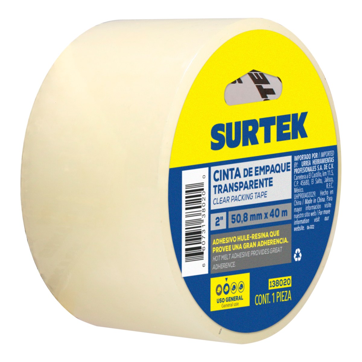 Cinta transparente hot melt para empacar 48 mm x 40 m Surtek - Imagen 2