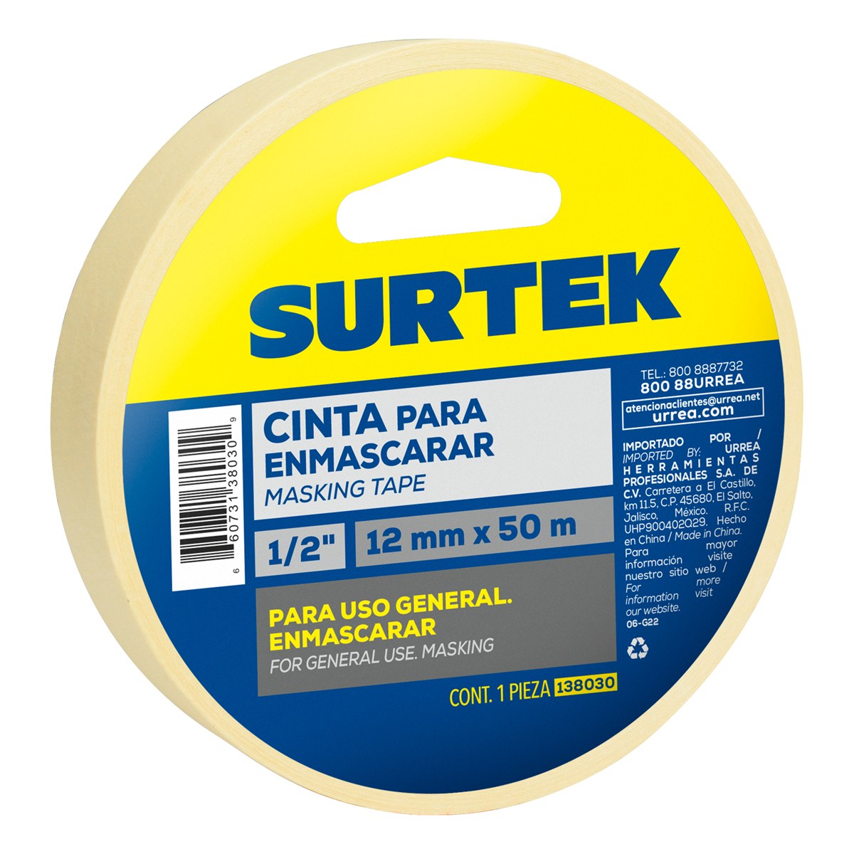 Cinta masking tape para enmascarar 13 mm x 50 m Surtek - Imagen 2