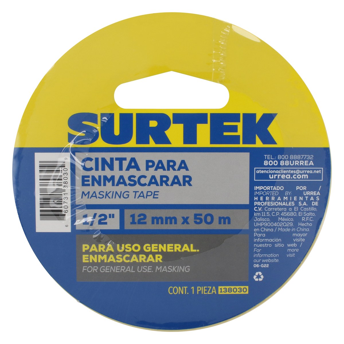 Cinta masking tape para enmascarar 13 mm x 50 m Surtek - Imagen 3