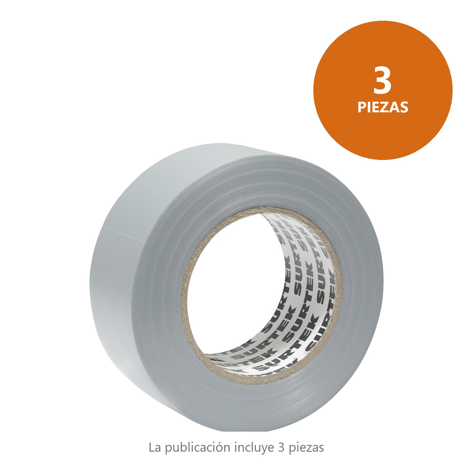 Cinta gris de PVC para ducto 48 mm x 45.7 m Surtek - Imagen 3
