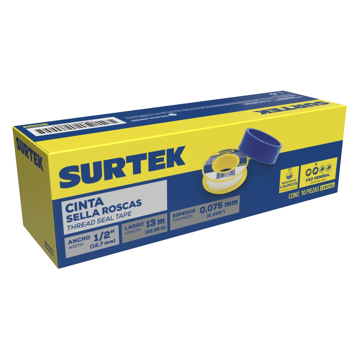 Cinta sella roscas 13 mm x 13 m Surtek - Imagen 2