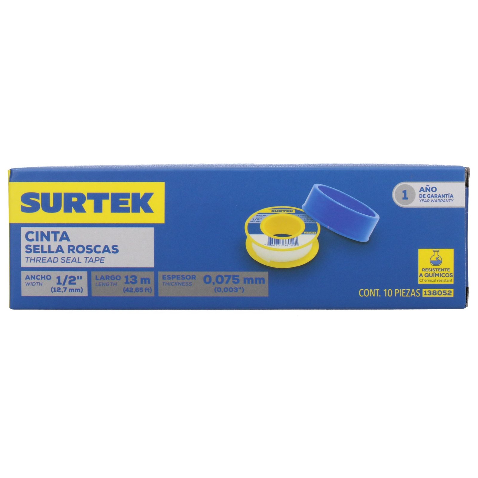 Cinta sella roscas 13 mm x 13 m Surtek - Imagen 3