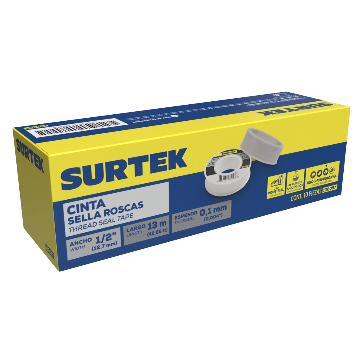 Cinta sella roscas 13 mm x 13 m Surtek - Imagen 2