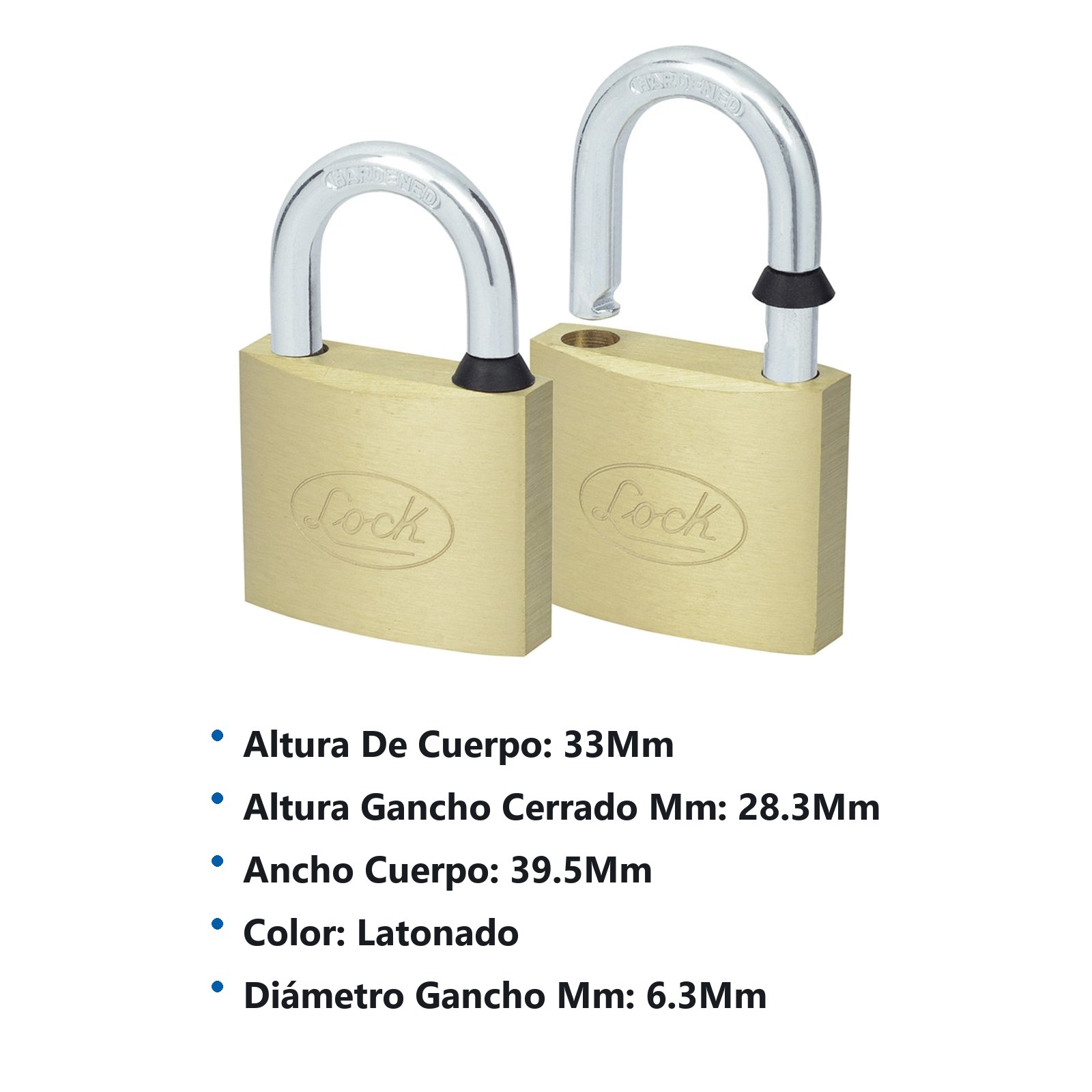 Juego de candados de latón cortos 40 mm, llave estándar, 2 piezas Lock - Imagen 2