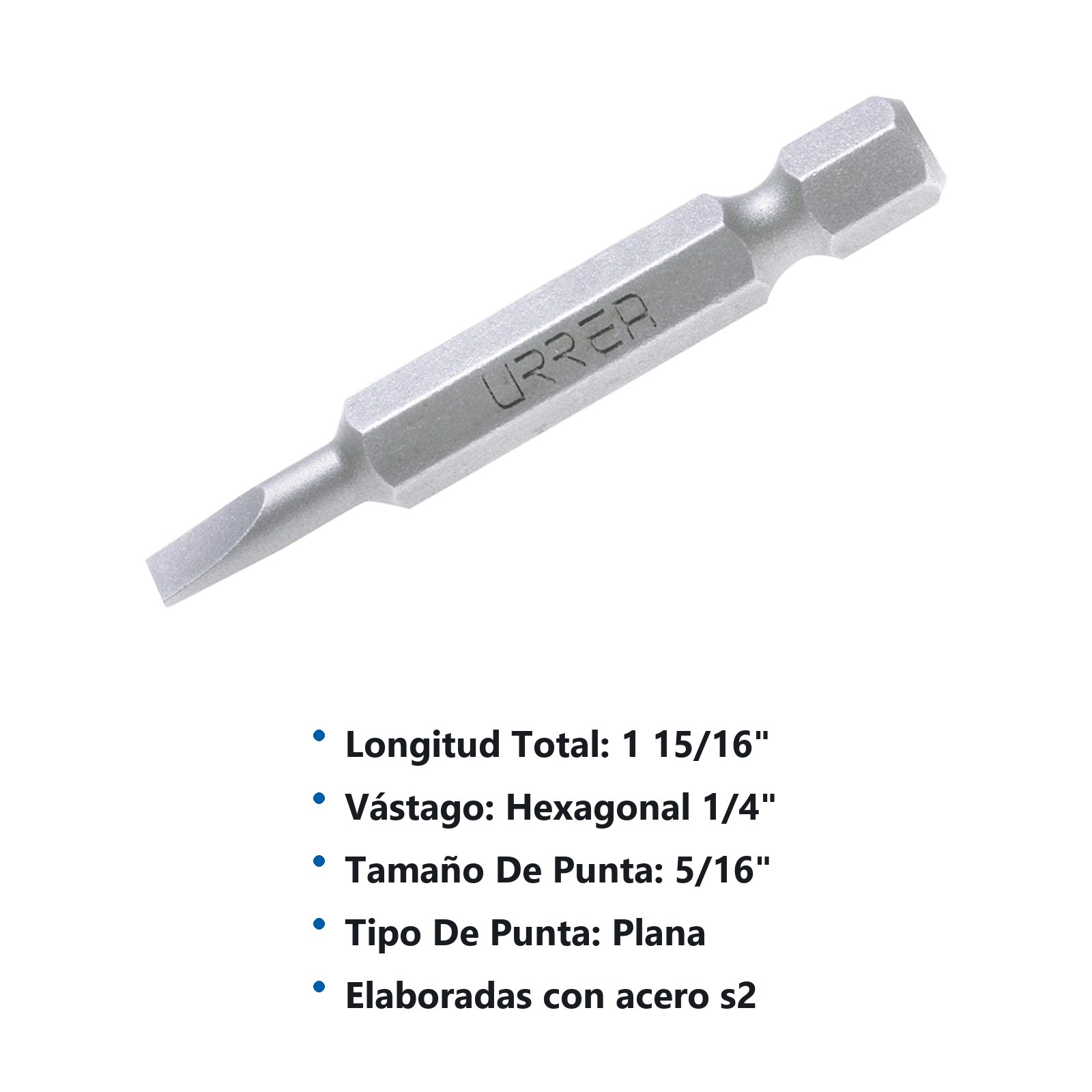 Punta plana de poder hexágono de 1/4", 5/16" x 1-15/16" Urrea - Imagen 3