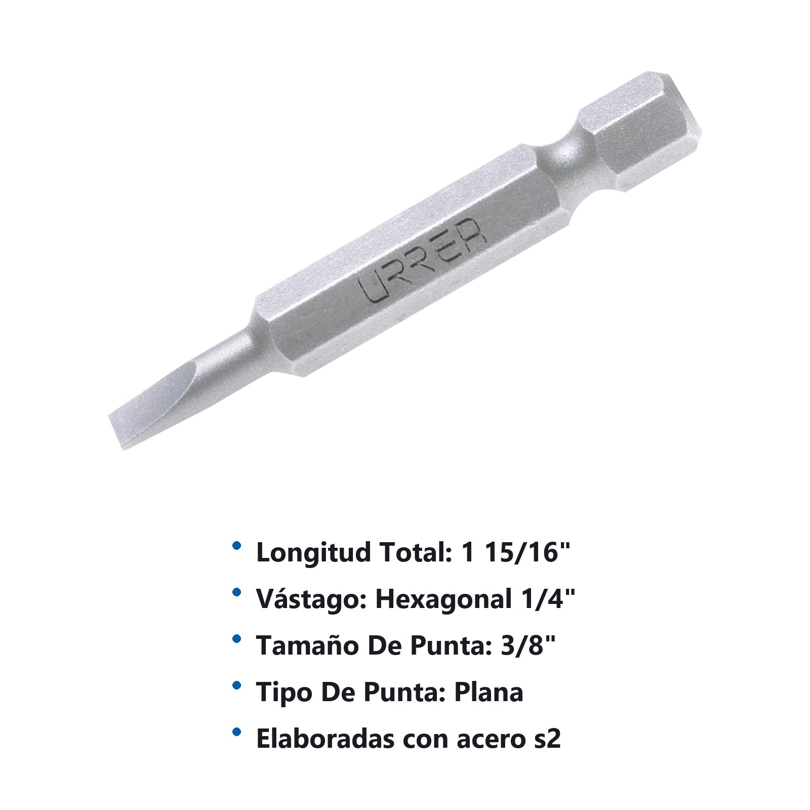 Punta plana de poder hexágono de 1/4", 3/8" x 1-15/16" Urrea - Imagen 3